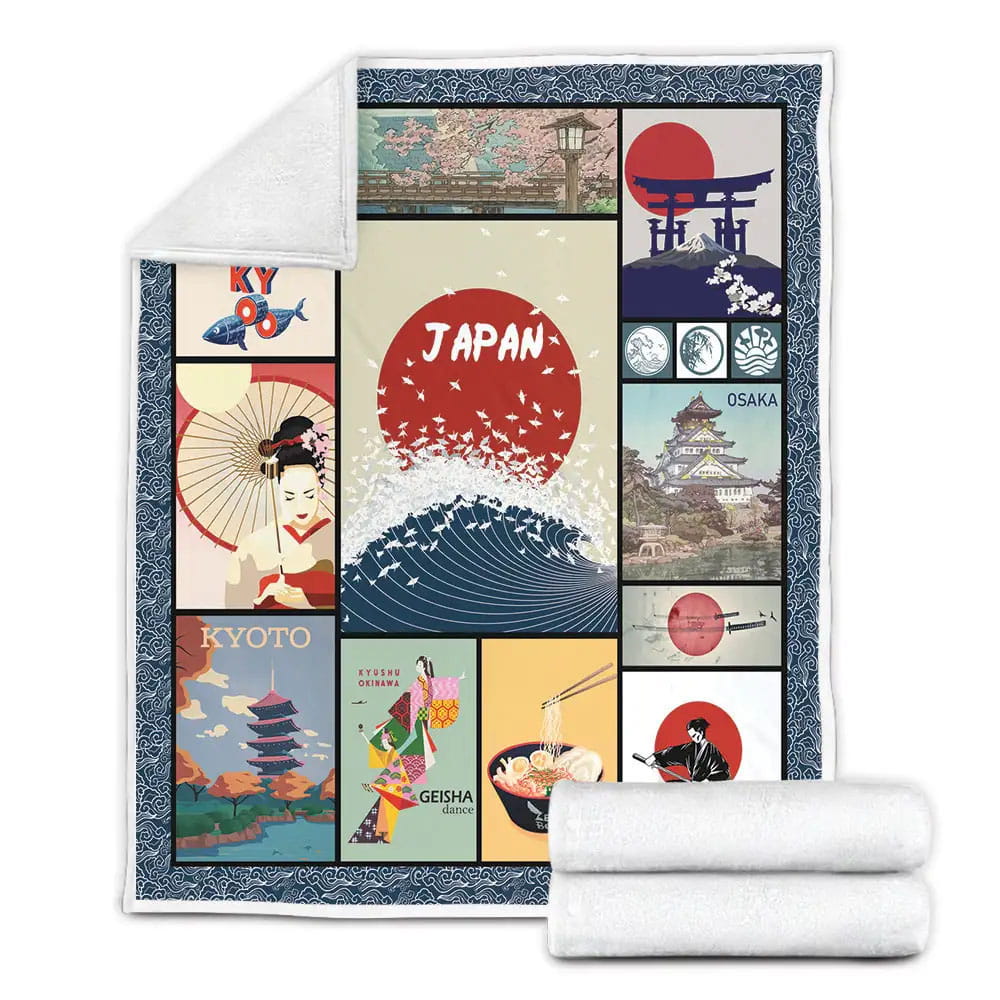 Japan Osaka Kyoto Fleece Blanket Gift For Mothers Day Fathers Day