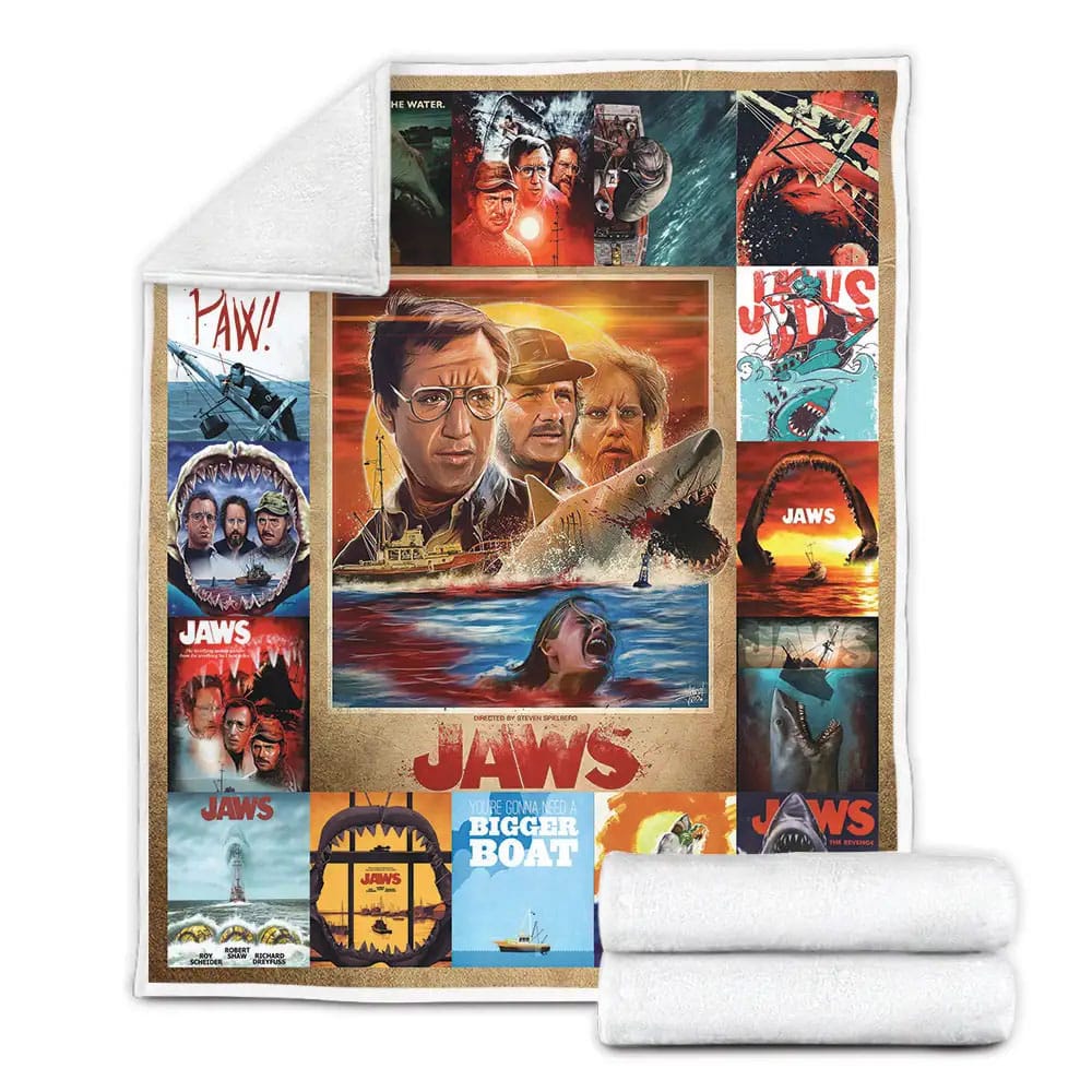 Jaws Poster Fleece Blanket Gift For Wife Husband