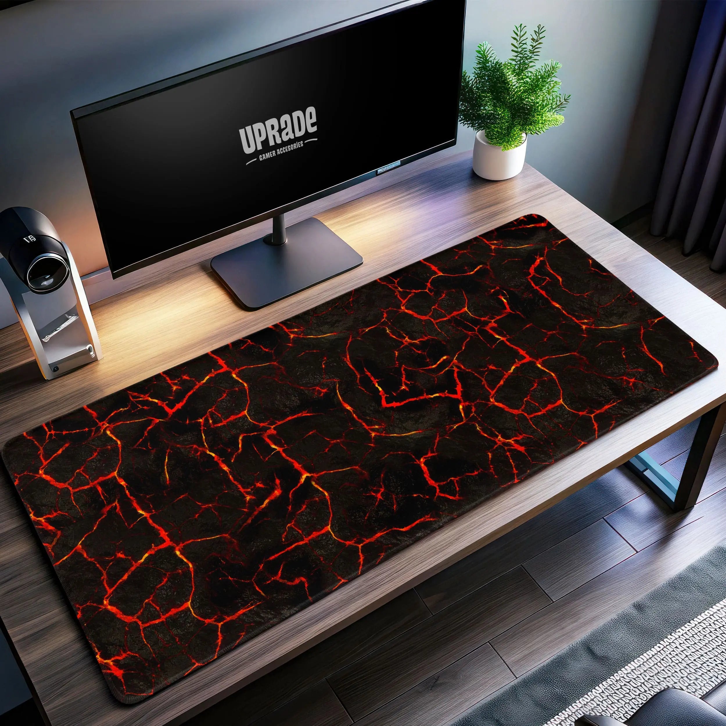 Allleftout Molten Lava Desk Mat, Volcanic Crack Mouse Pad