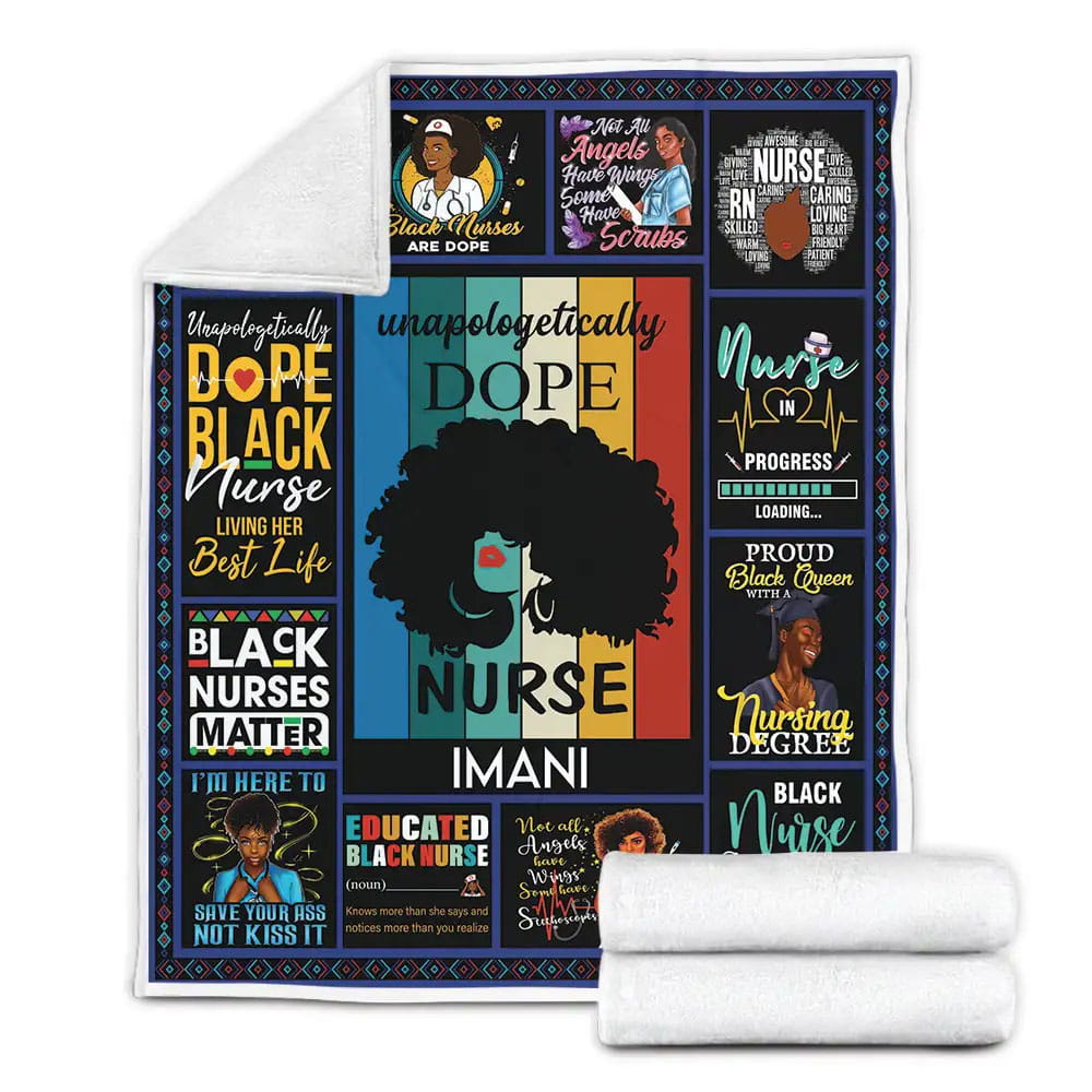 Black Nurse Fleece Blanket 
