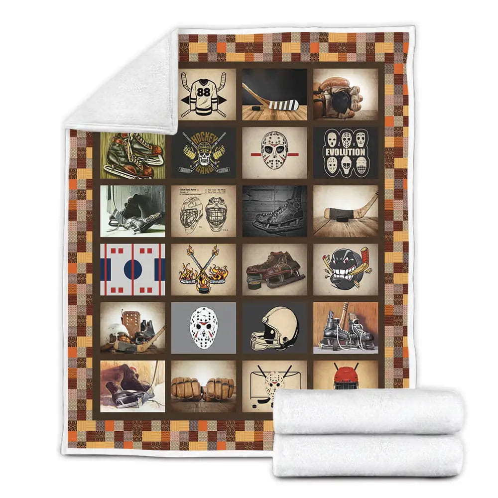 Ice Hockey Fleece Blanket Gift For Wife Husband