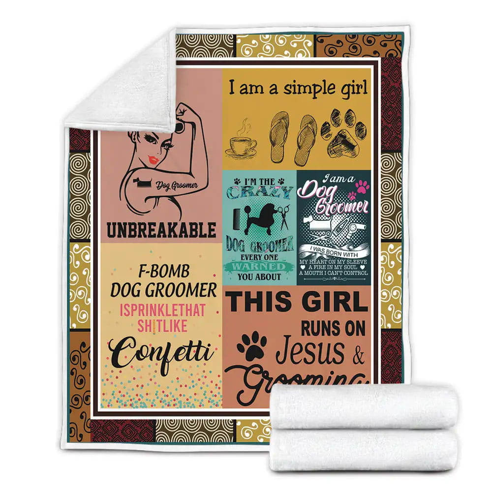 Im The Crazy Dog Groomer Everyone Warned You About Fleece Blanket Gift For Birthday Halloween Christmas