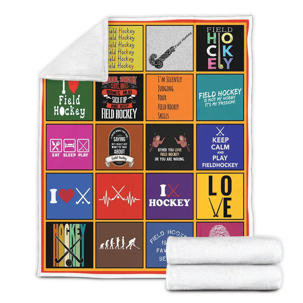 I Love Field Hockey Fleece Blanket Gift For Birthday Halloween Christmas