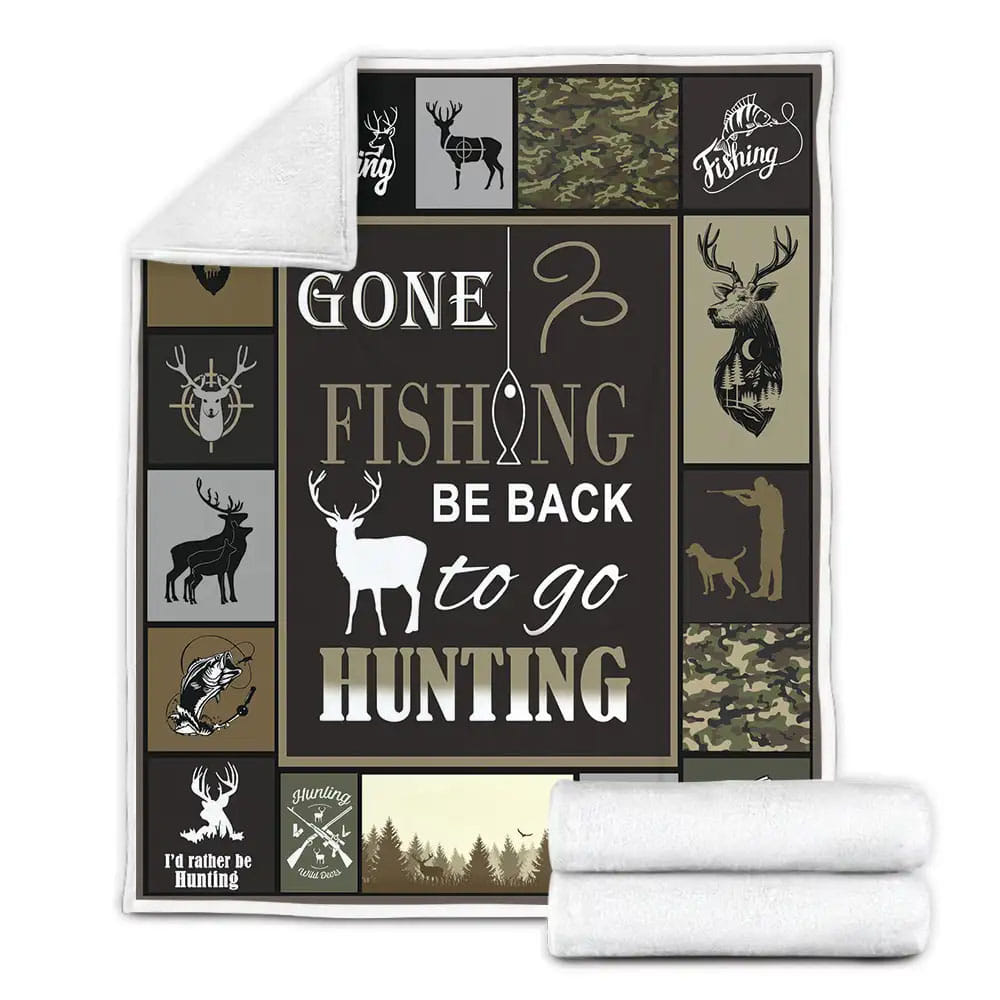 Hunting Gone Fishing Fleece Blanket 