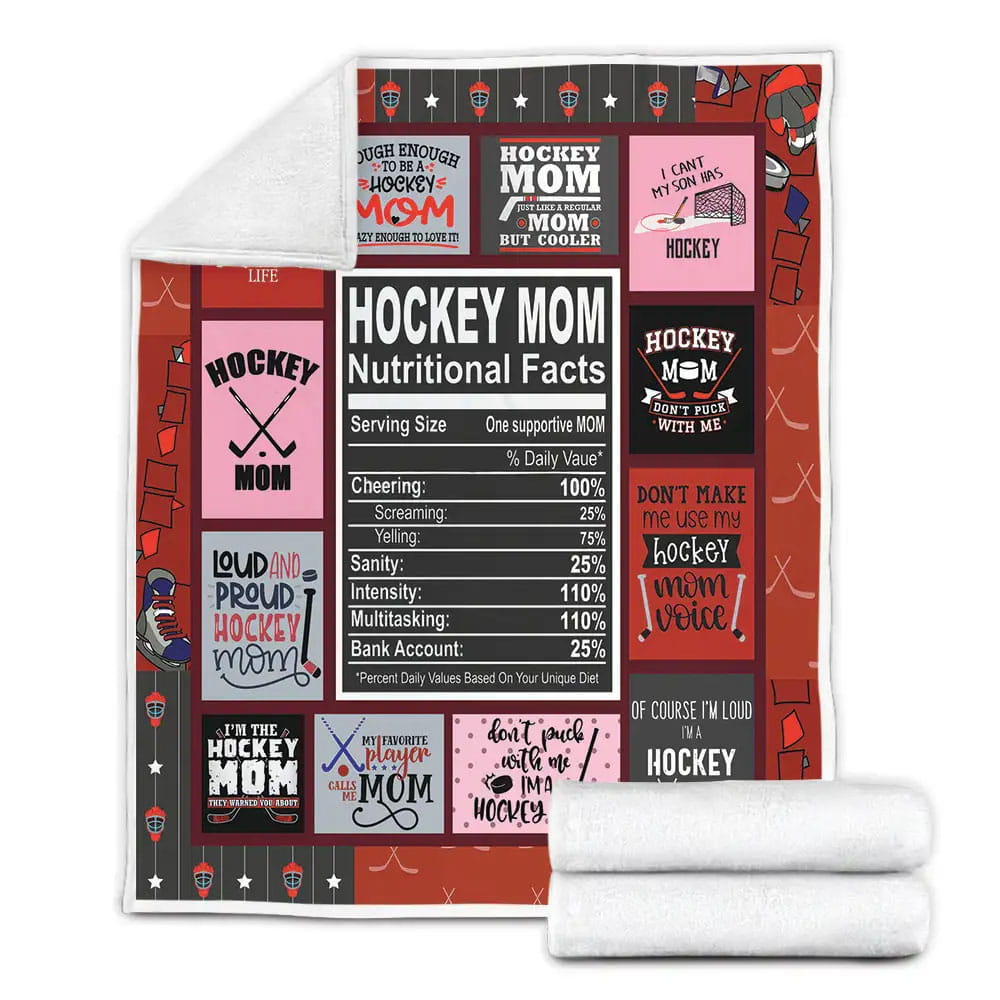 Hockey Mom Nutritional Facts Fleece Blanket 