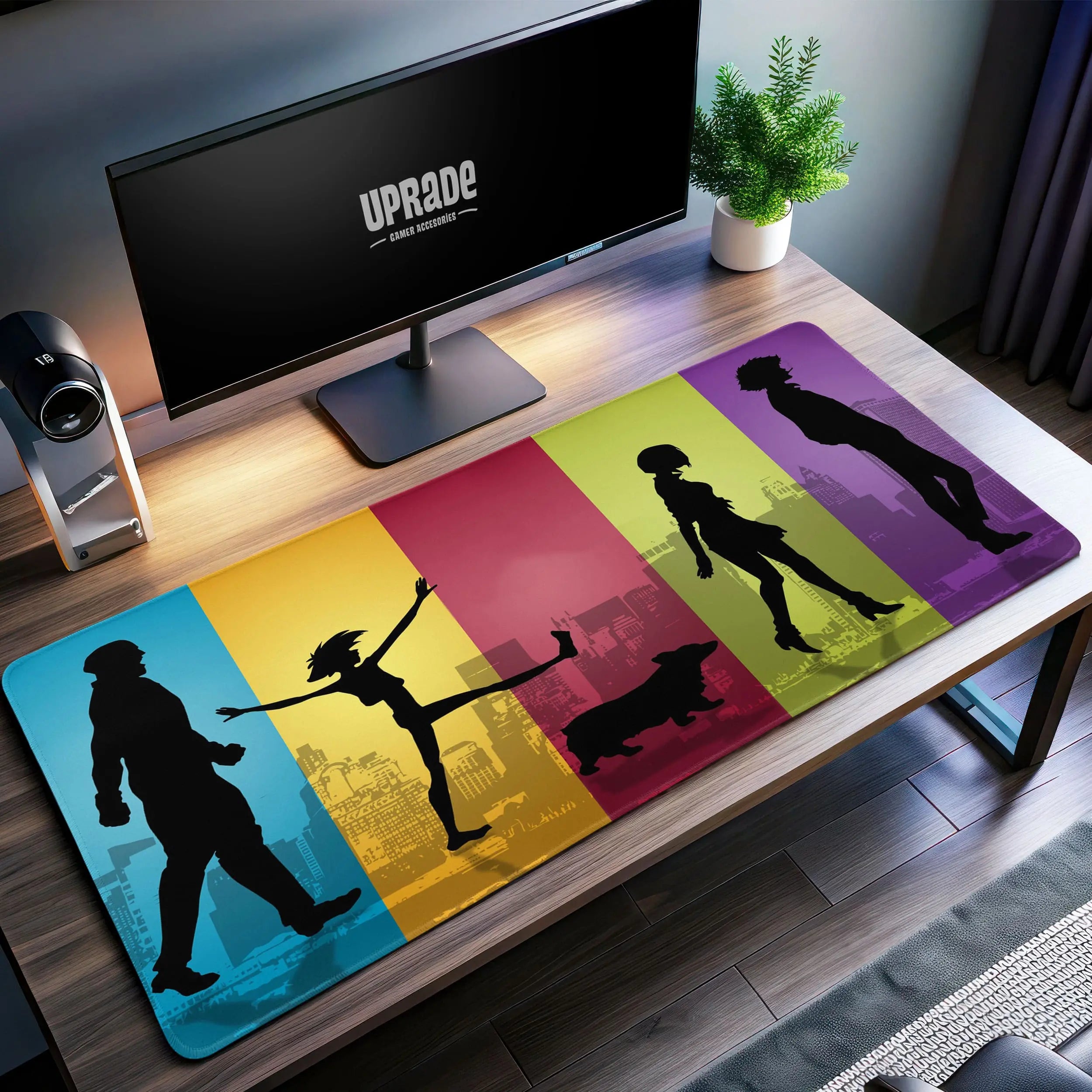 Allleftout Cowboy Bebop Silhouette Desk Mat, Anime Mouse Pad