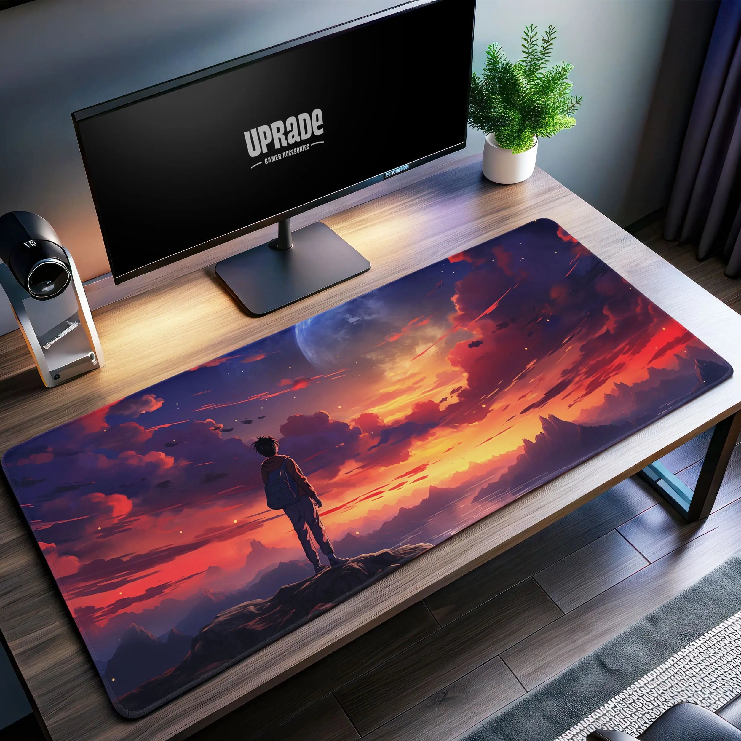 Allleftout Cosmic Sunset Desk Mat, Celestial Horizon Mouse Pad