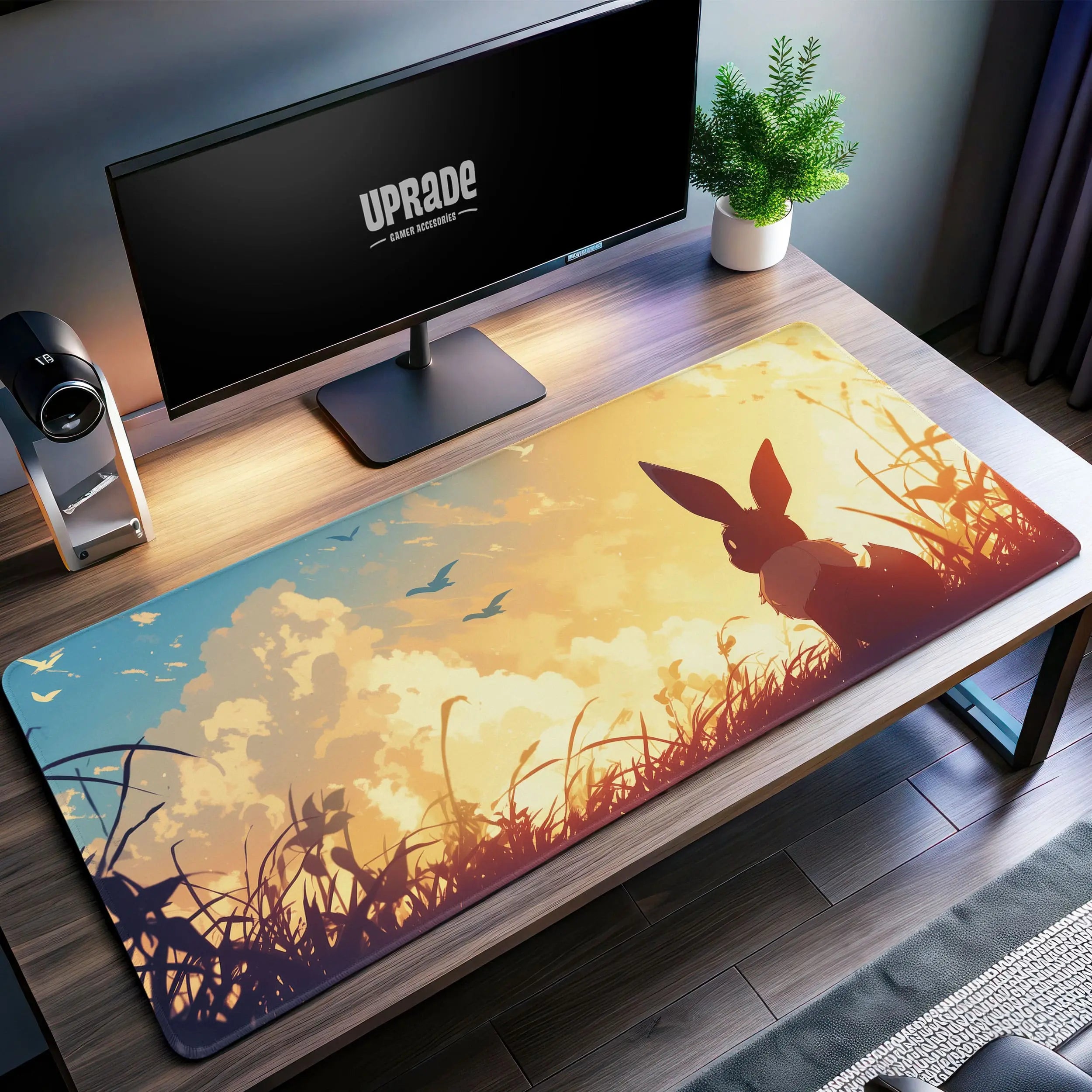 Allleftout Eevee Sunset Desk Mat, PokMon Mouse Pad