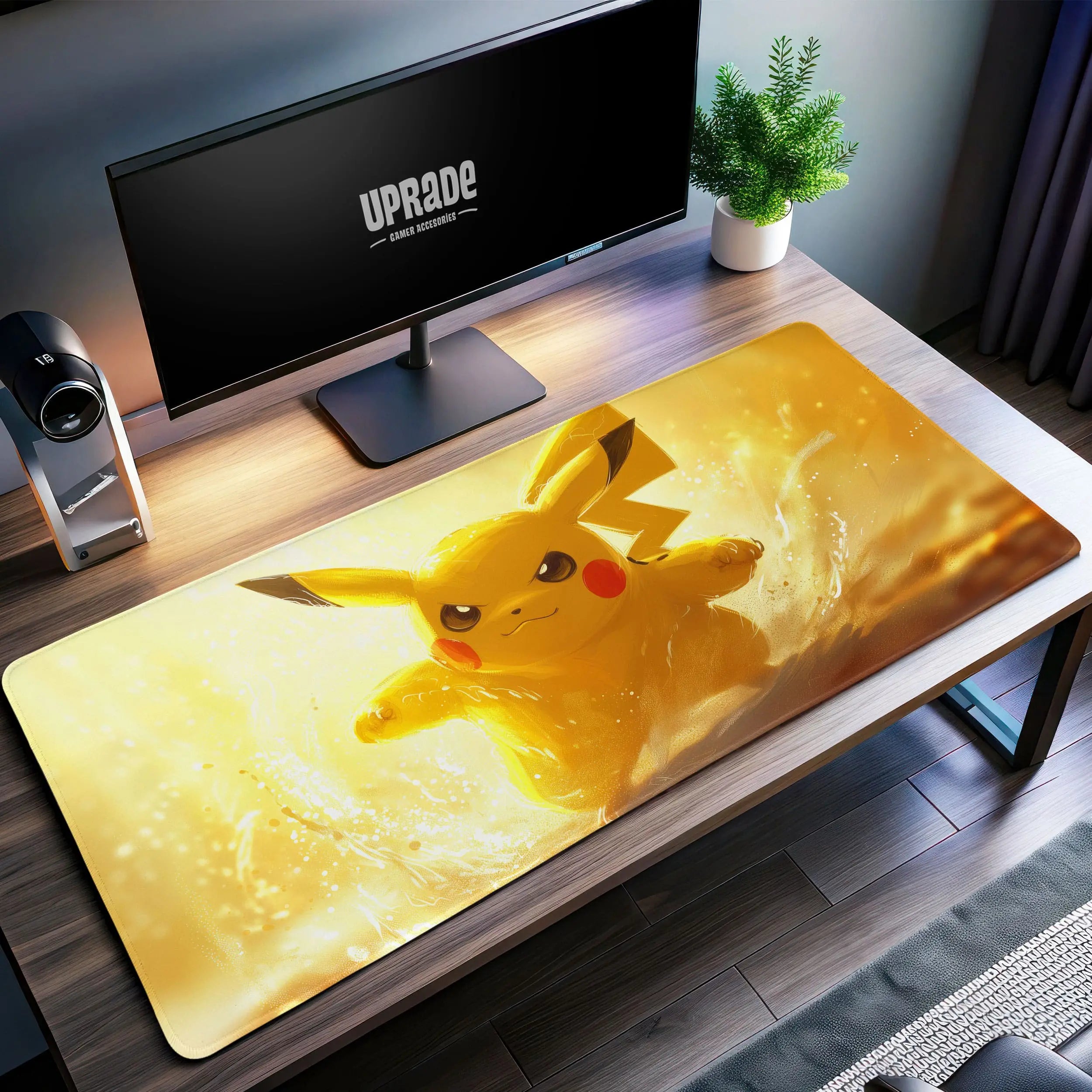 Allleftout Electrifying Pikachu Desk Mat, PokMon Mouse Pad