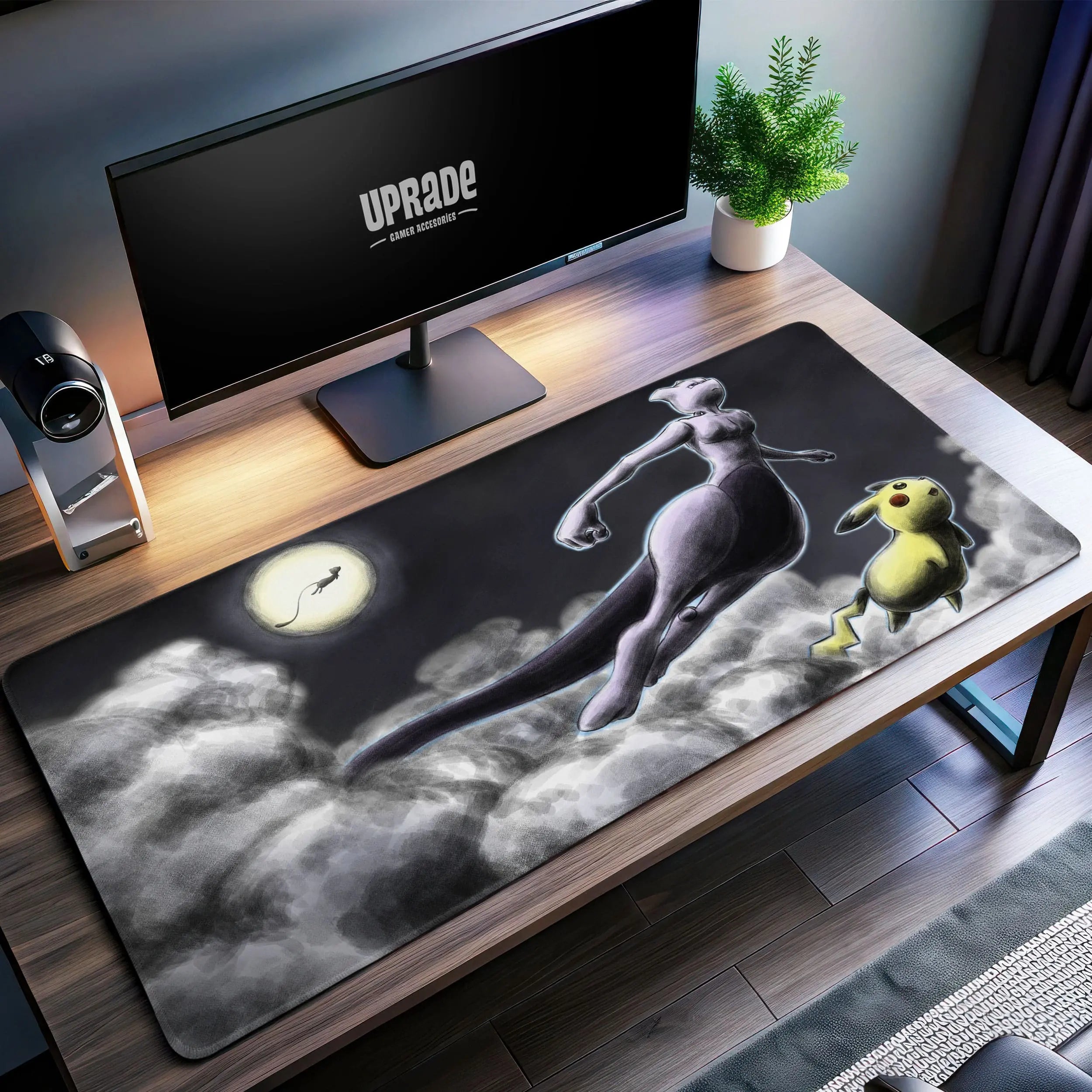 Allleftout Mewtwo Moonlit Quest Desk Mat, Legendary Mouse Pad