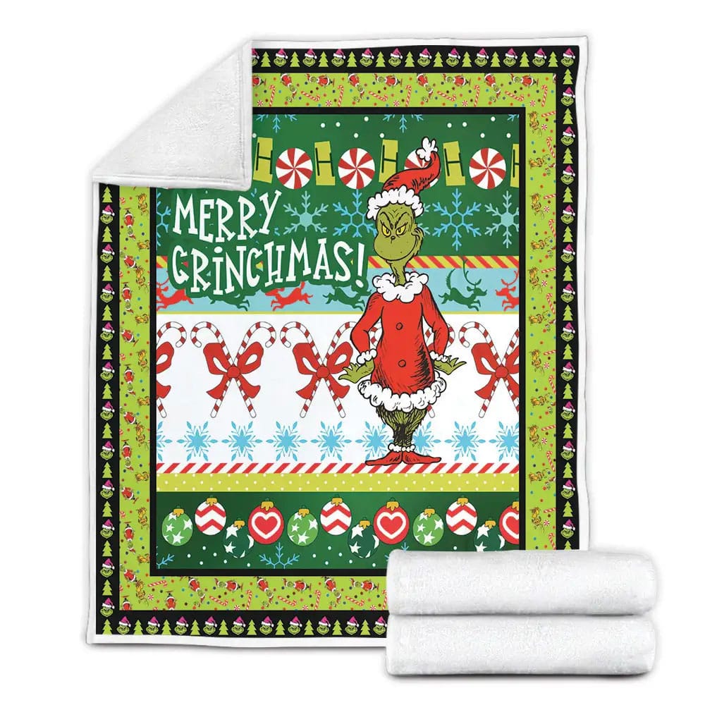 Grinch Fleece Blanket Gift For Birthday Halloween Christmas