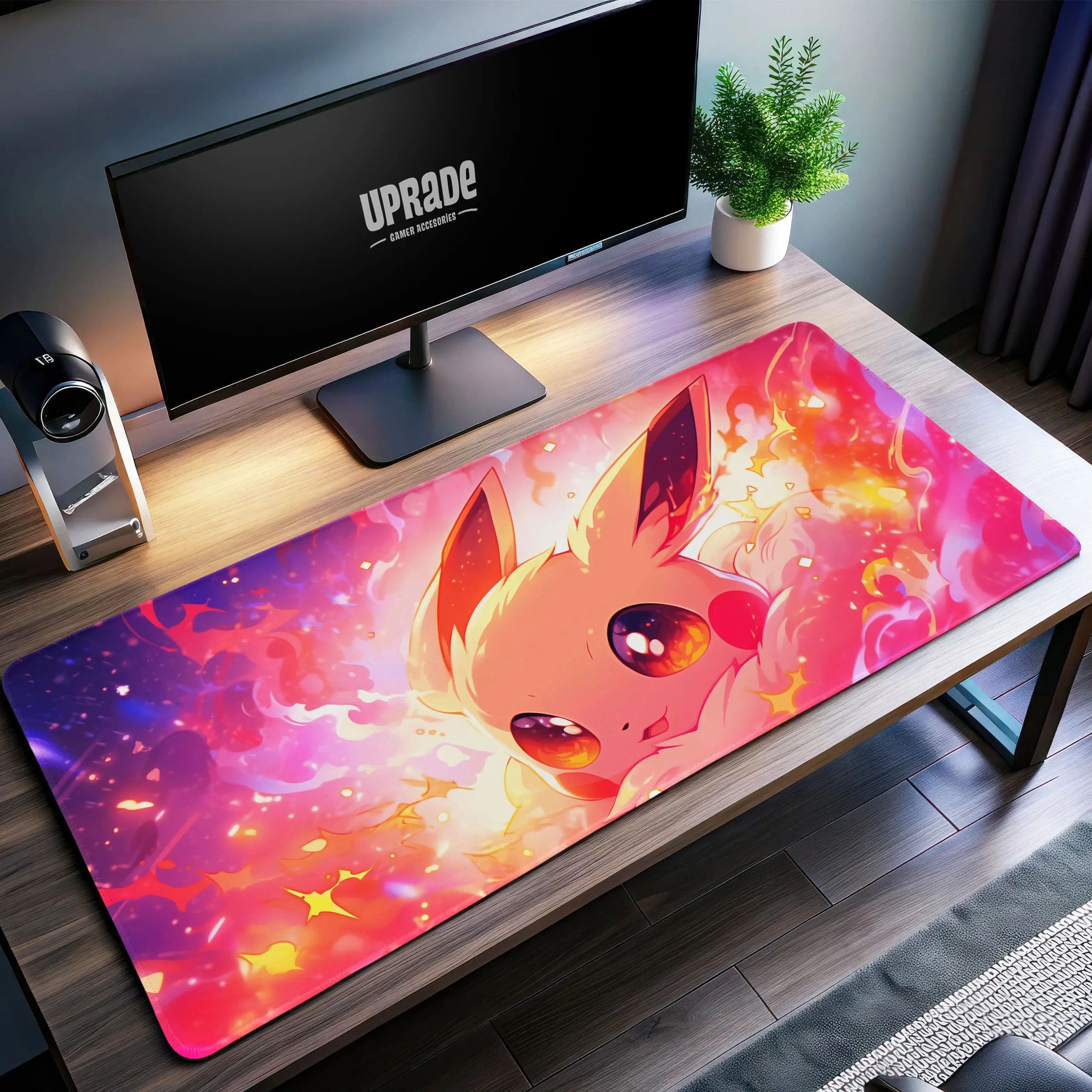 Allleftout Eevee Radiant Glow Desk Mat, PokMon Mouse Pad