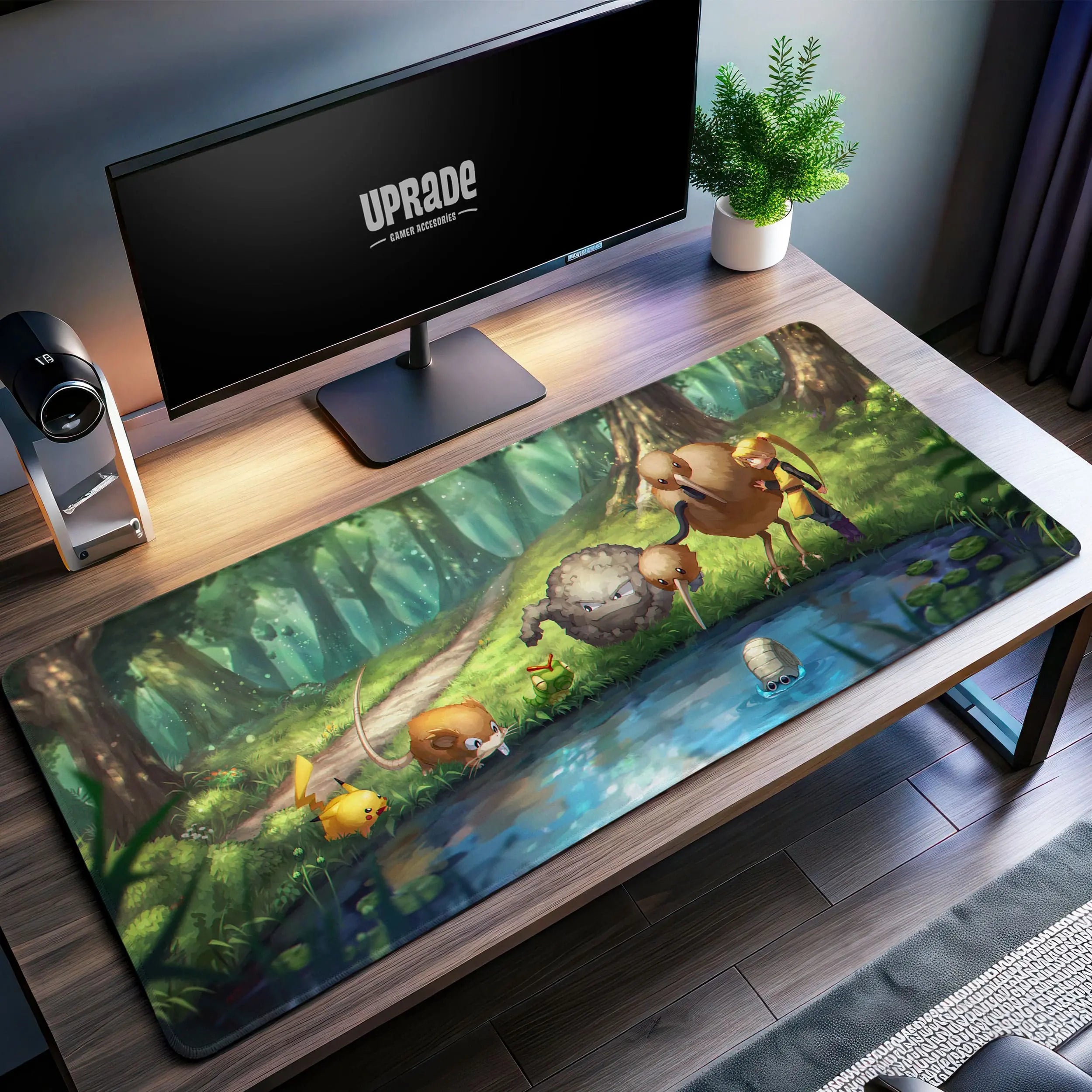 Allleftout Classic PokMon Forest Scene Desk Mat, Gaming Mouse Pad