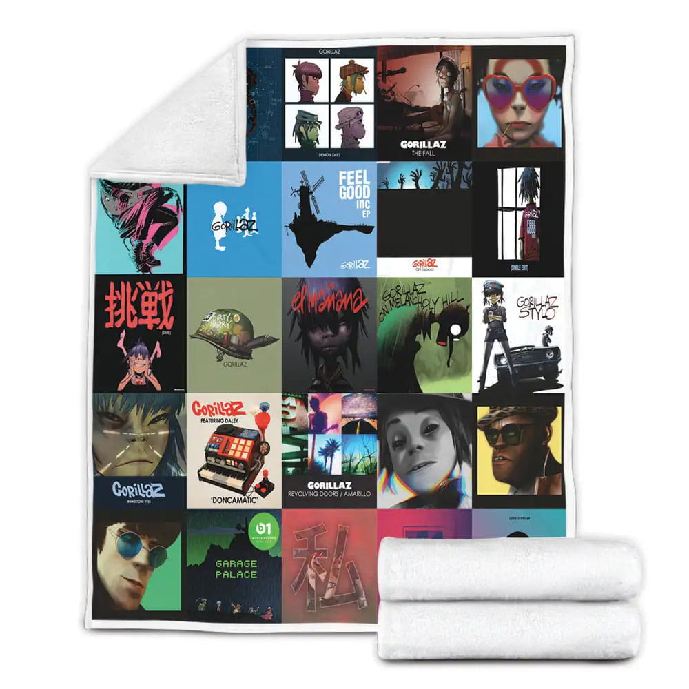 Gorillaz Album Covers Fleece Blanket Gift For Wife Husband