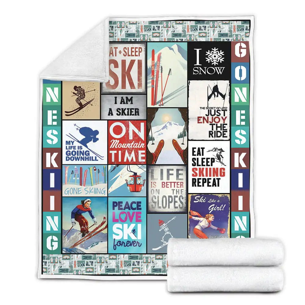Gone Skiing Fleece Blanket 