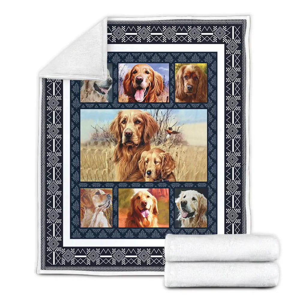 Golden Retriever Fleece Blanket Gift For Besties