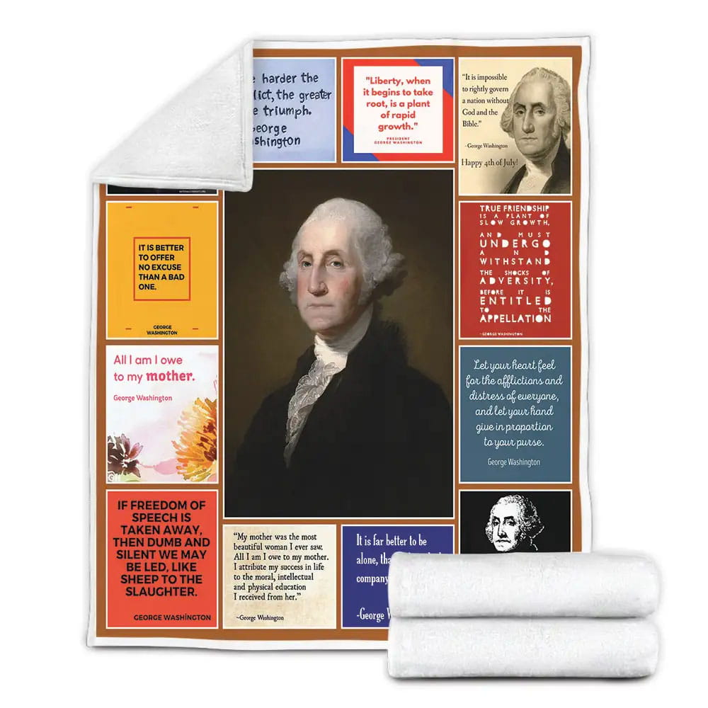 George Washington Fleece Blanket Gift For Mothers Day Fathers Day