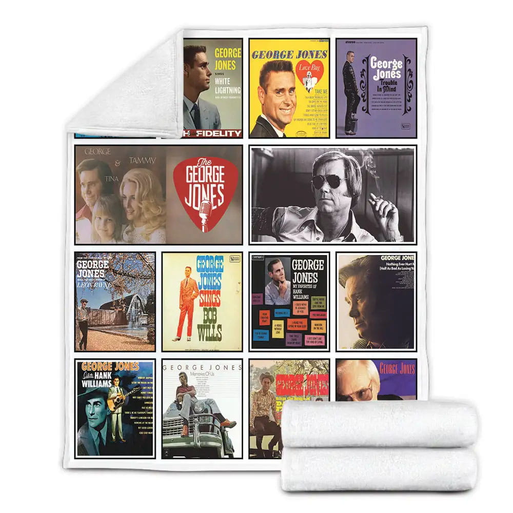 George Jones Album Covers Fleece Blanket Gift For Wife Husband