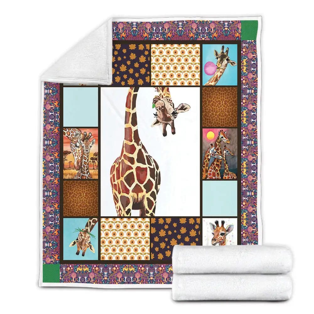 Giraffe Fleece Blanket Gift For Wife Husband