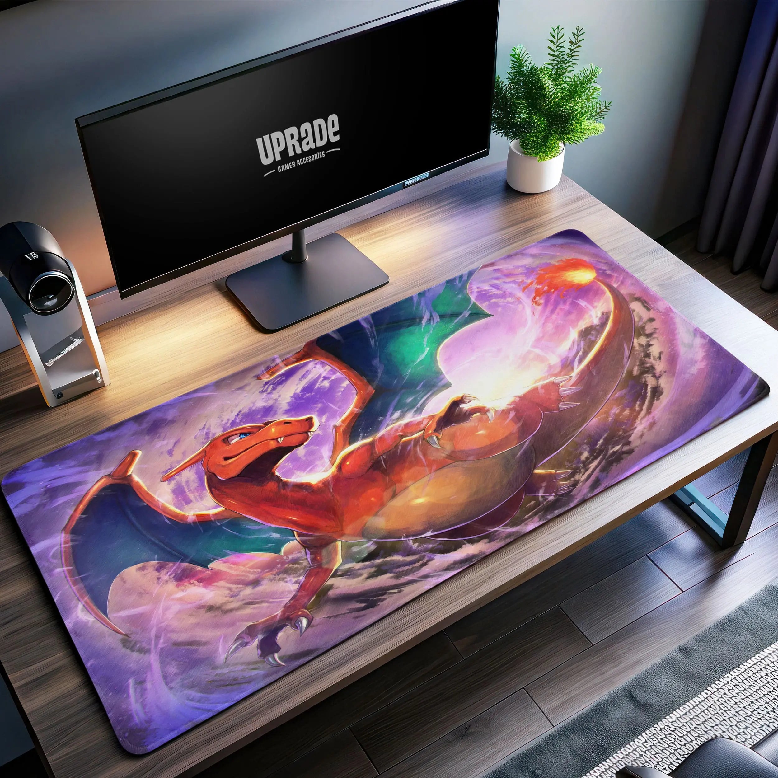 Allleftout Charizard Battle Sky Desk Mat, PokMon Flame Mouse Pad