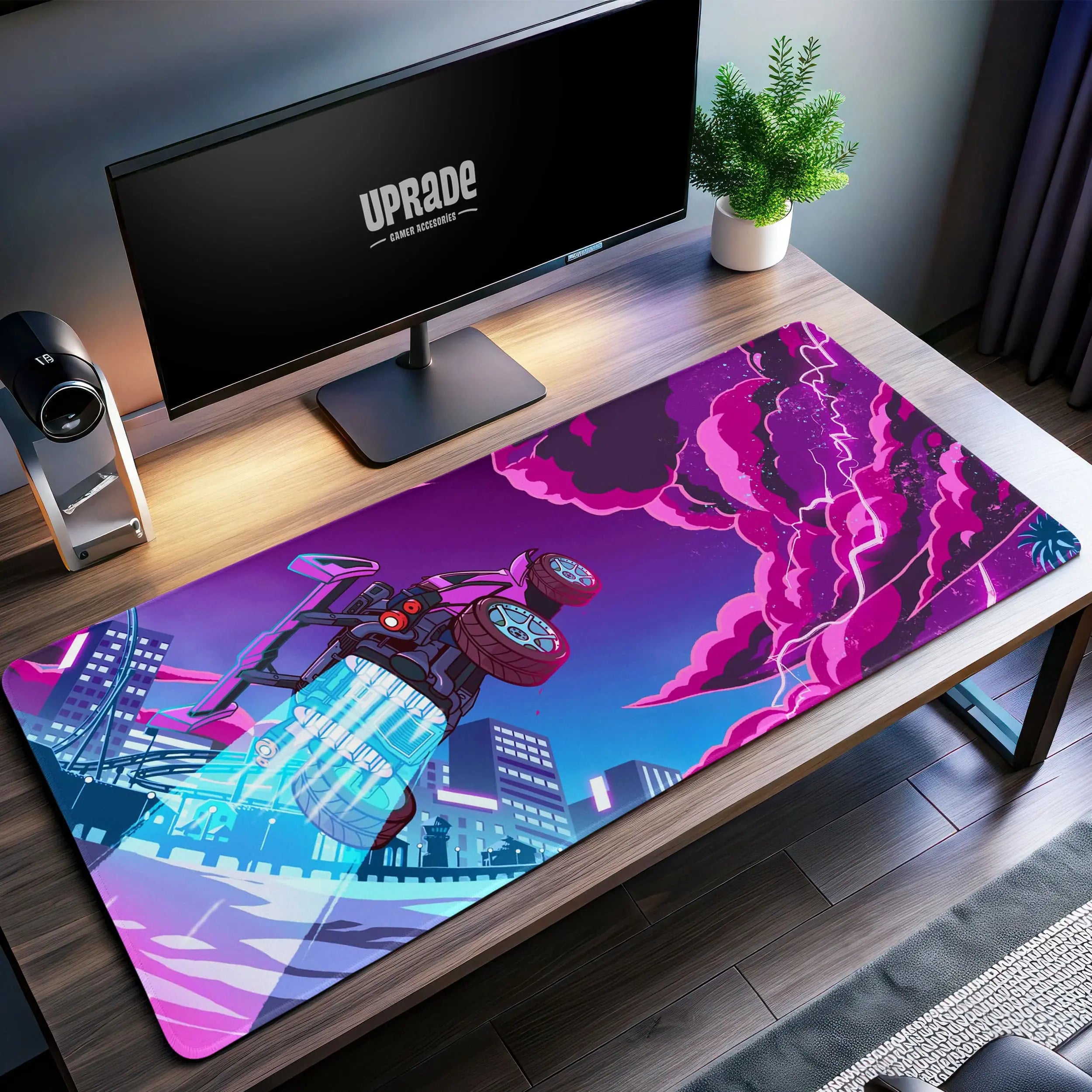 Allleftout Cyber Drift Desk Mat, Futuristic Racing Mouse Pad