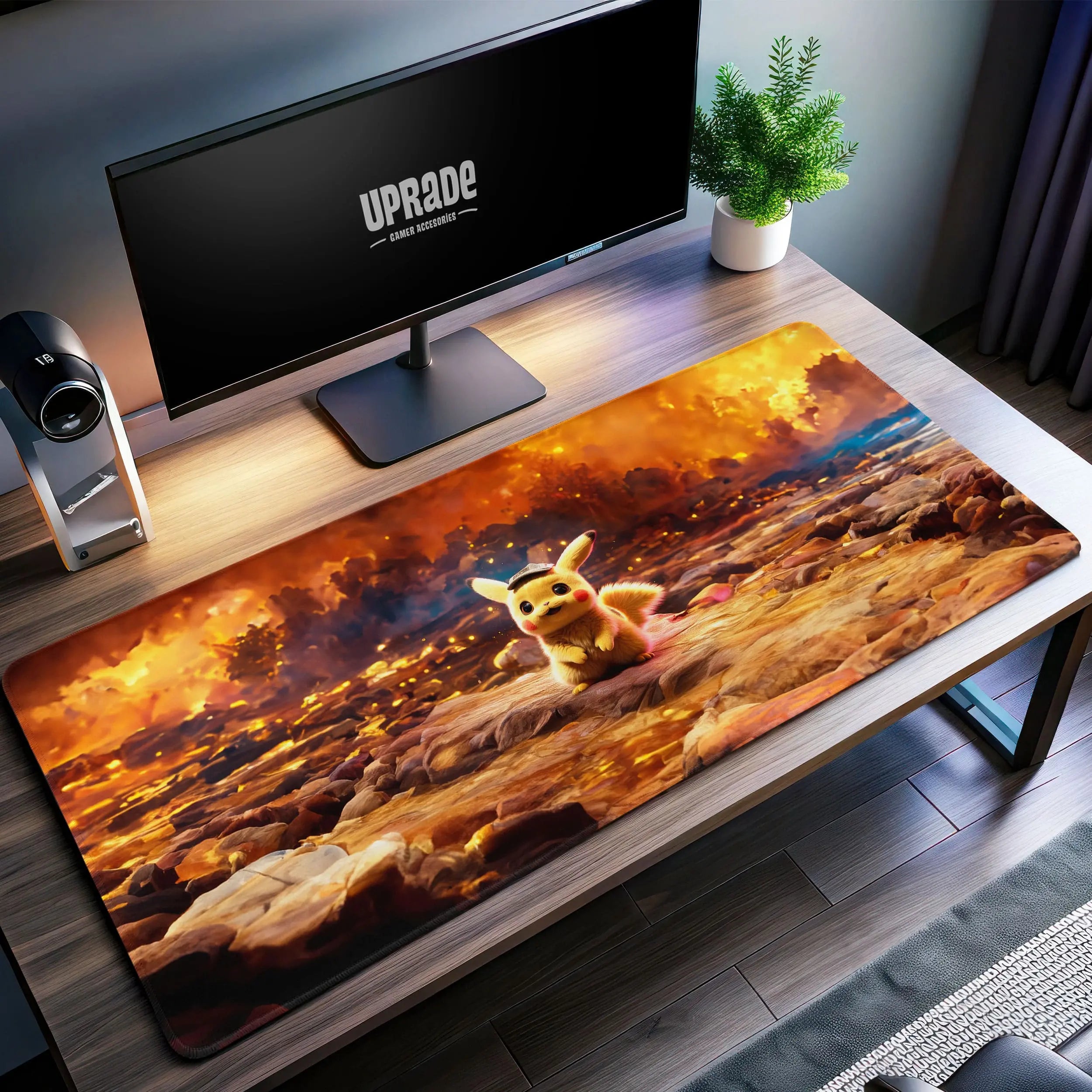 Allleftout Pikachu Lava Adventure Desk Mat, PokMon Thunder Mouse Pad