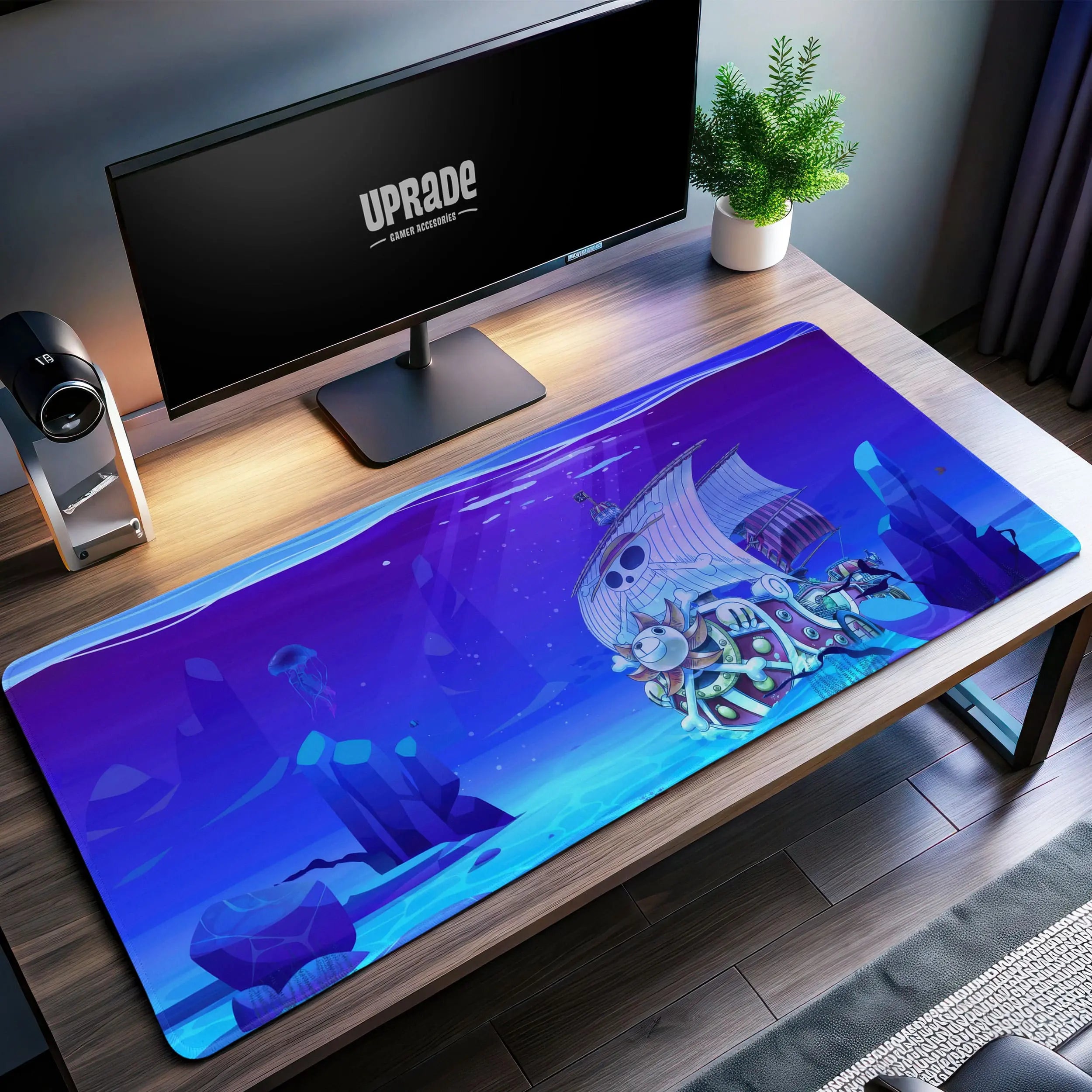 Allleftout One Piece Underwater Voyage Desk Mat, Thousand Sunny Mouse Pad