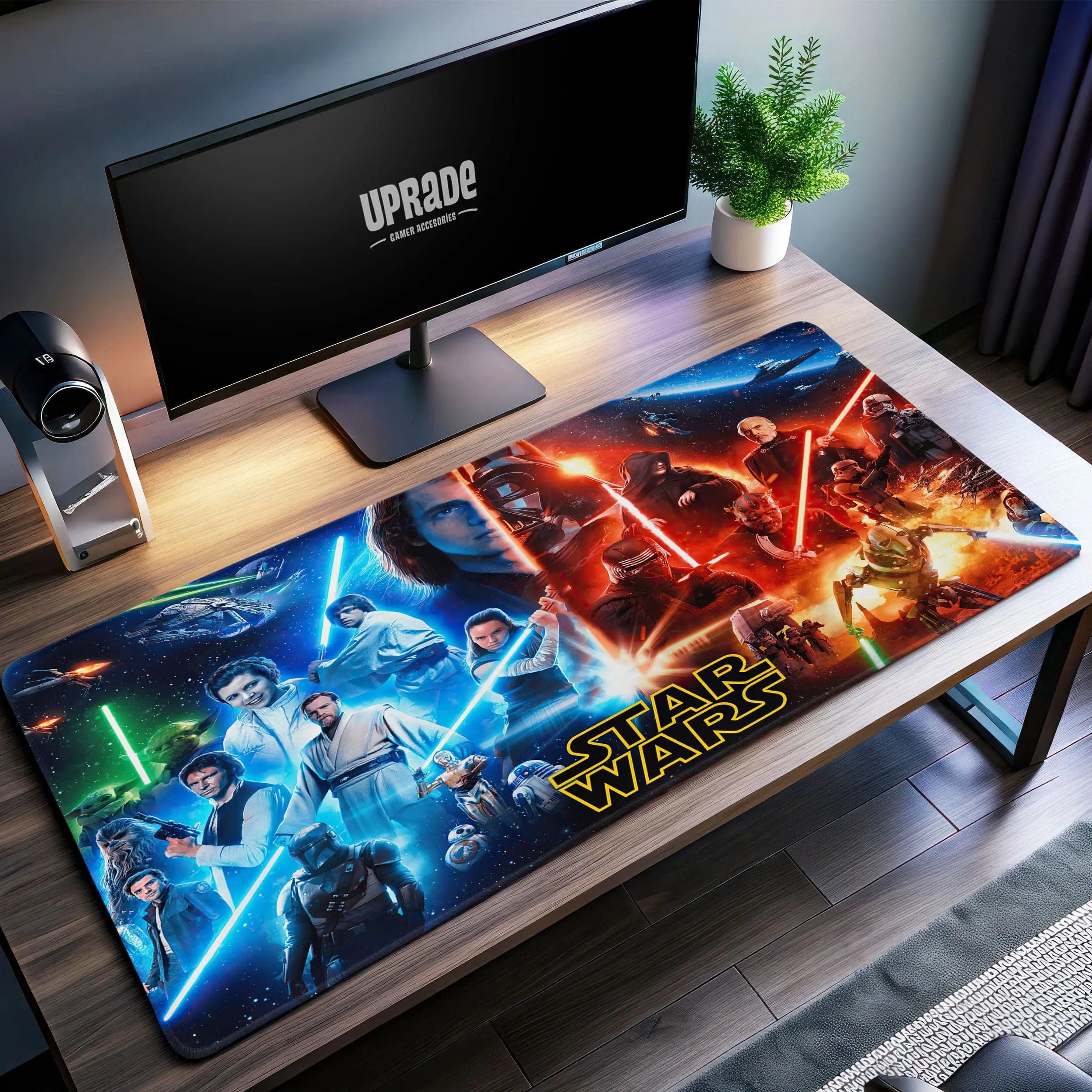 Allleftout Star Wars Lightsaber Clash Desk Mat, Epic Saga Mouse Pad