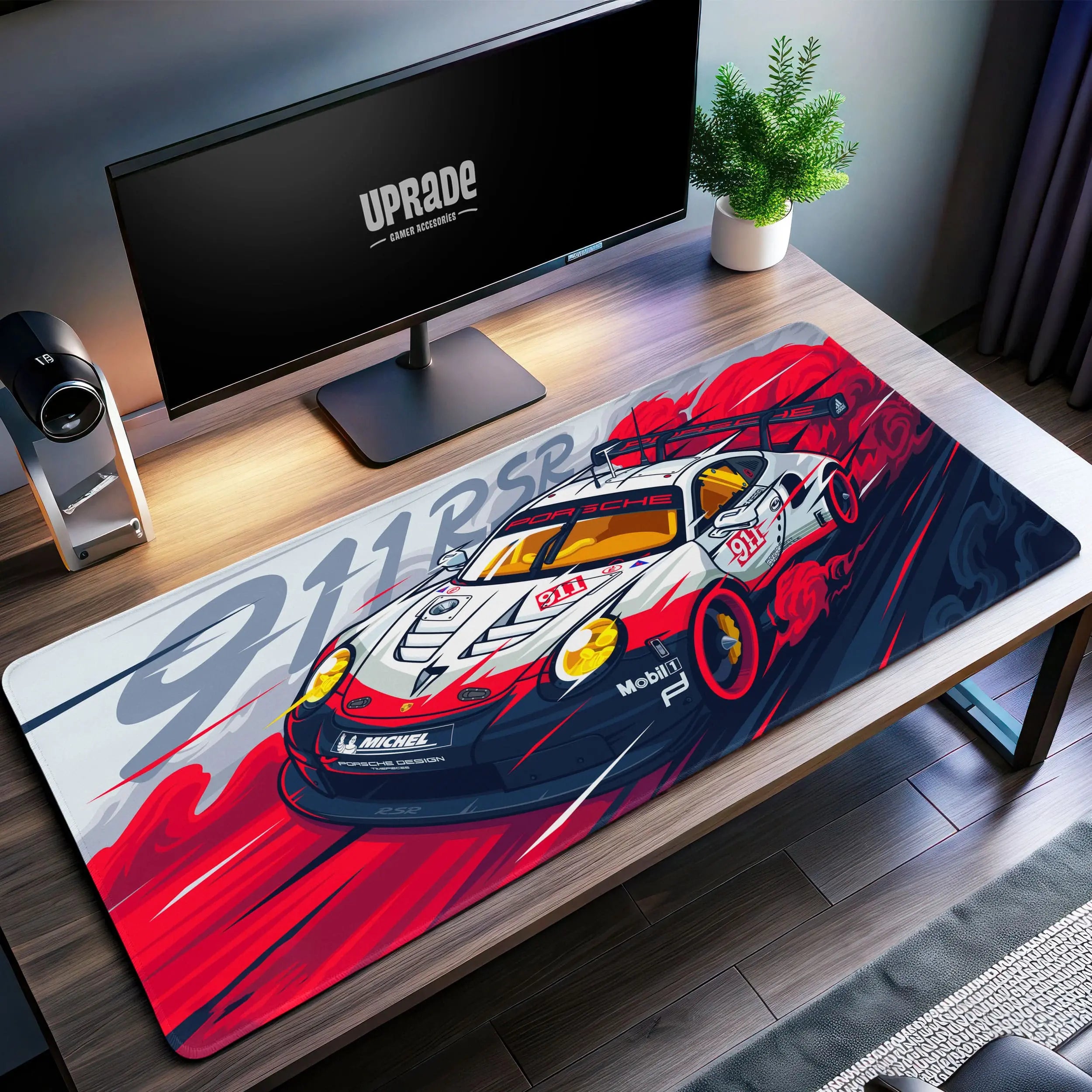 Allleftout Porsche 911 Rsr Desk Mat, Racing Legend Mouse Pad