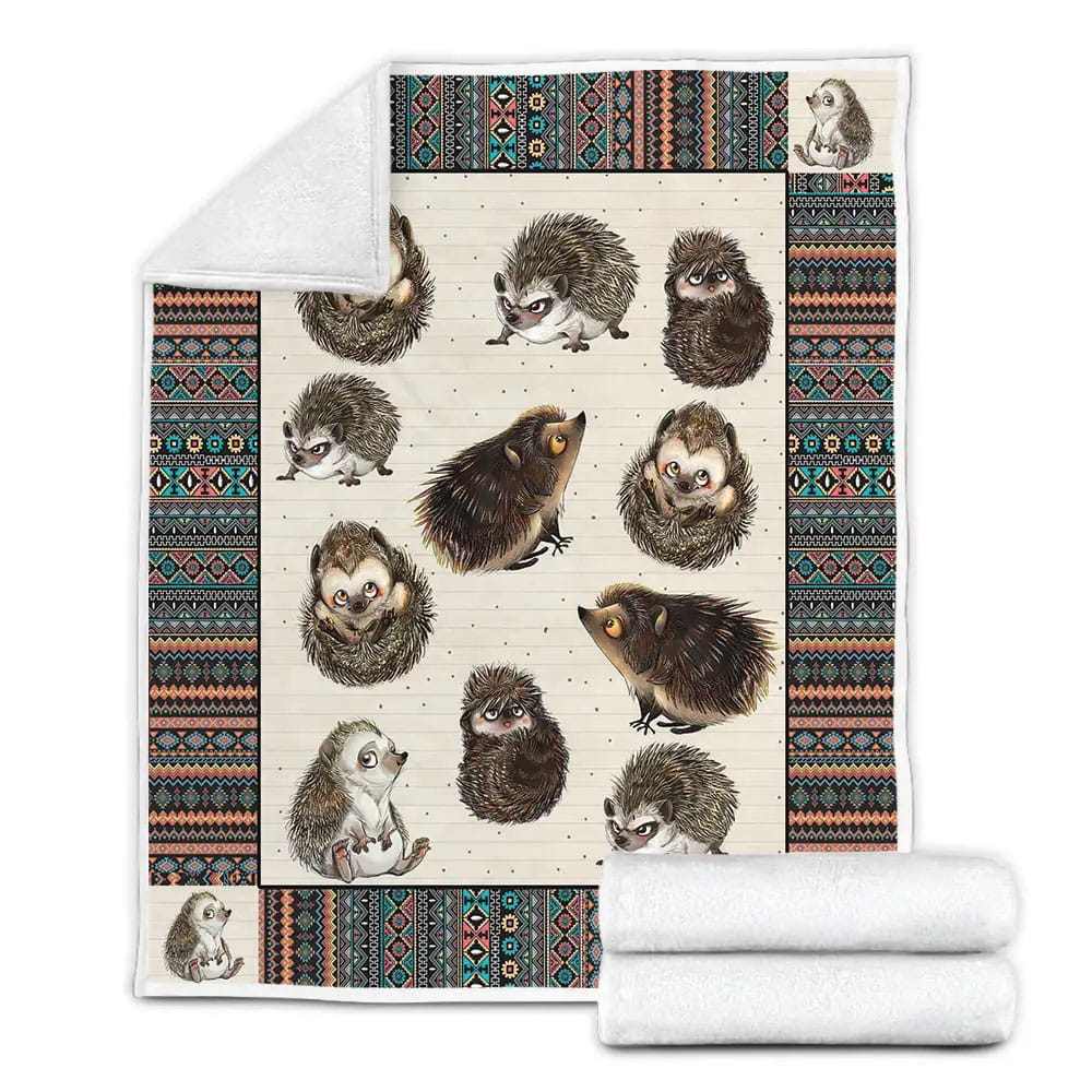Funny Hedgehog Poses Fleece Blanket Gift For Besties