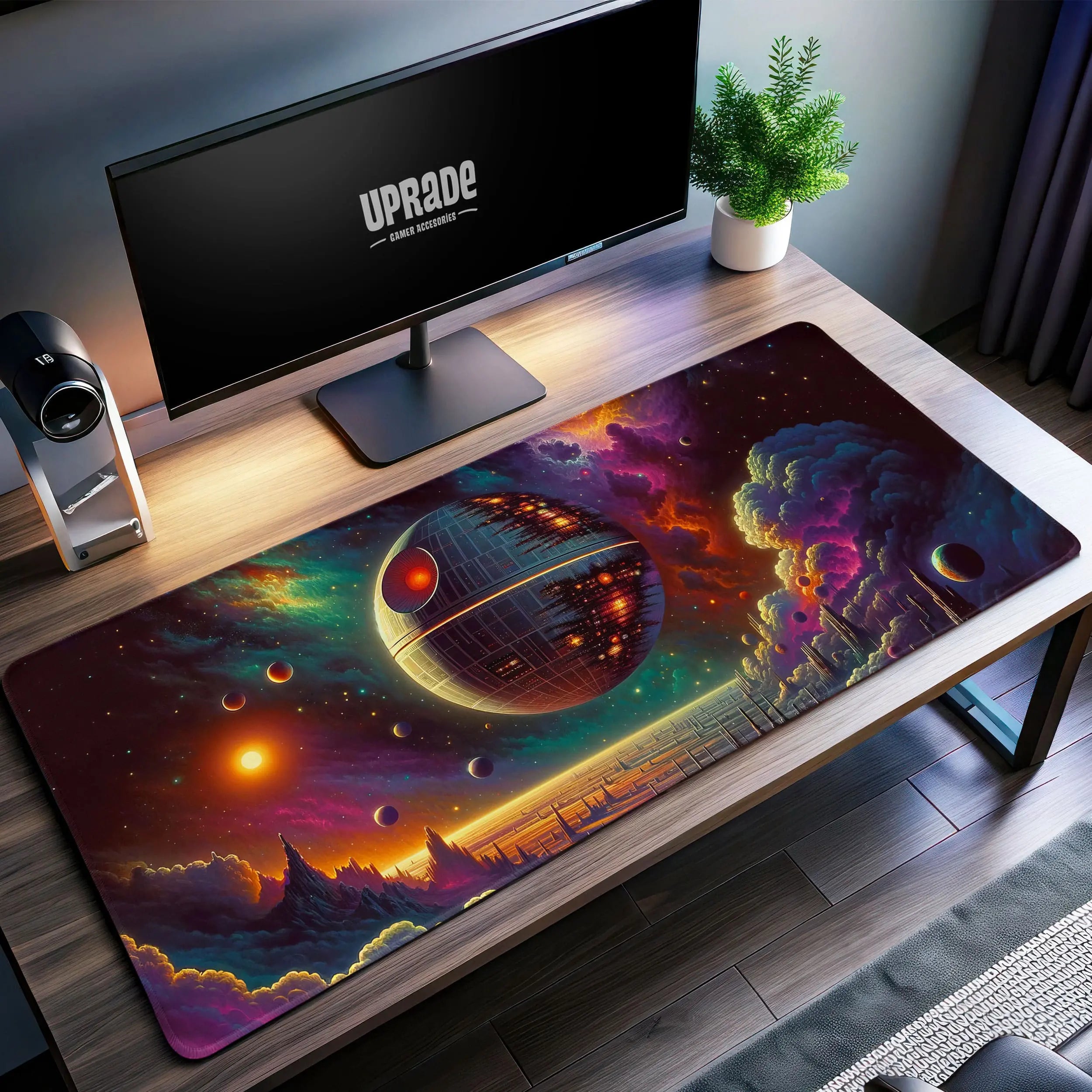Allleftout Star Wars Death Star Desk Mat, Galactic Space Mouse Pad