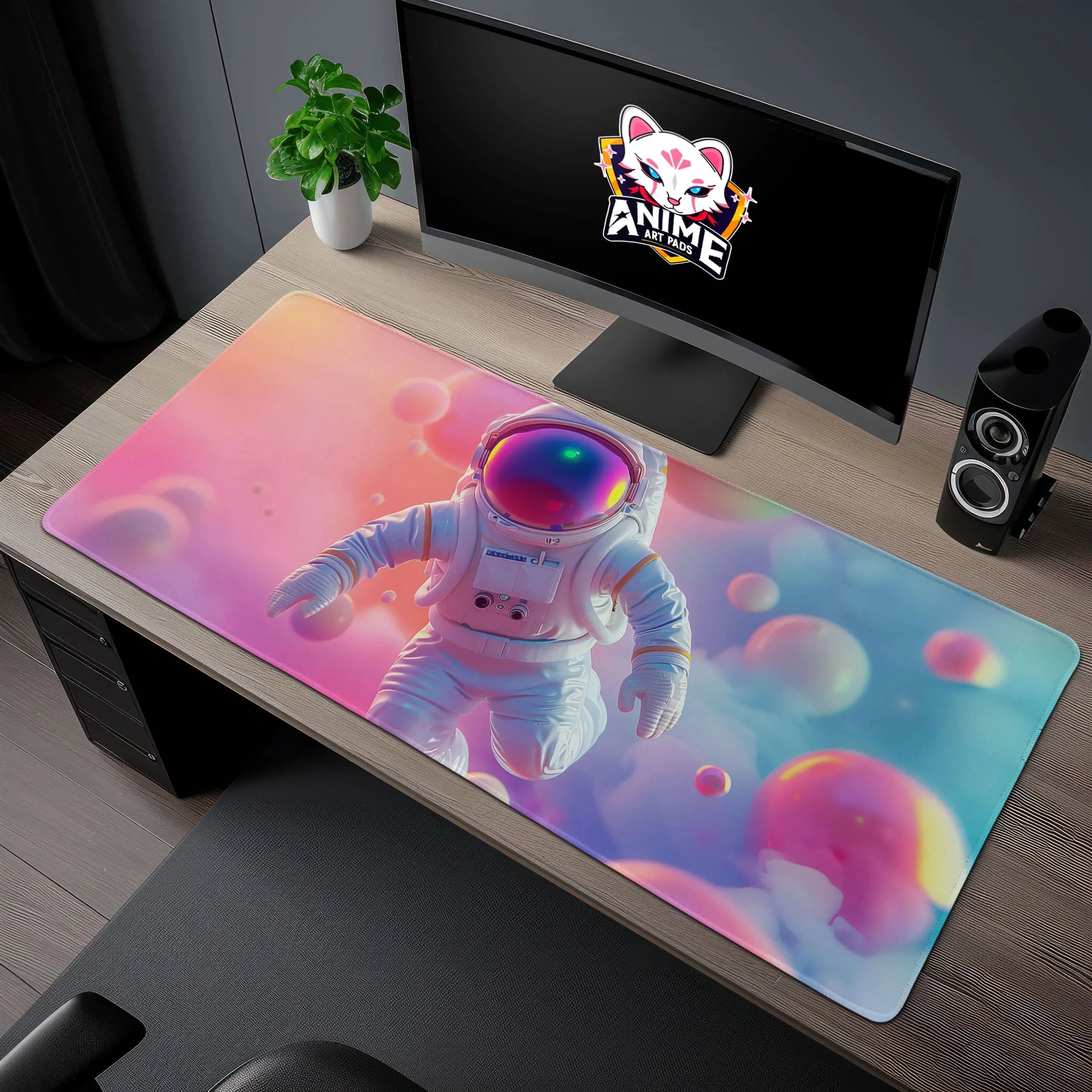 Allleftout Pastel Space Explorer Desk Mat, Astronaut Mouse Pad