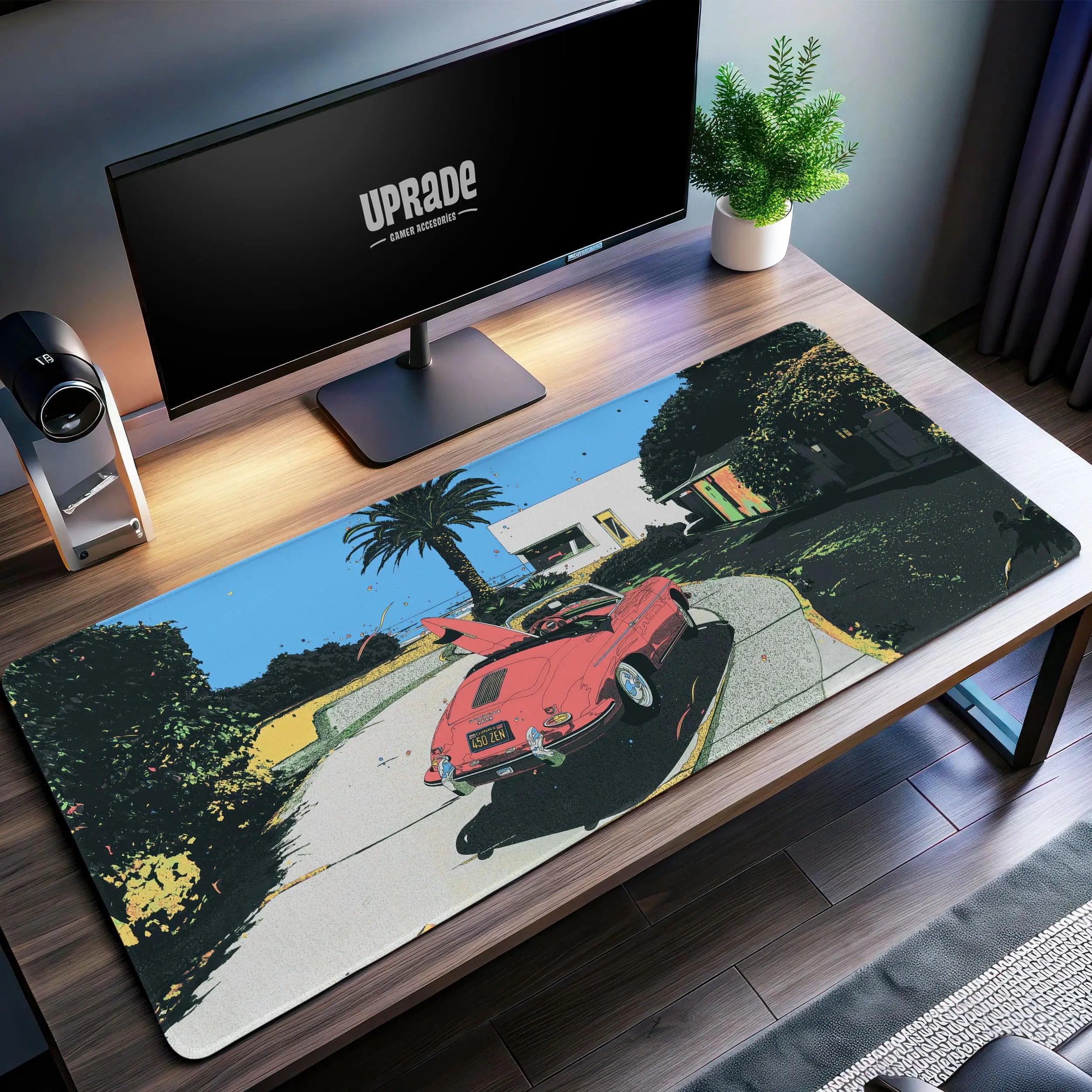 Allleftout Retro Convertible Drive Desk Mat, Vintage Car Mouse Pad