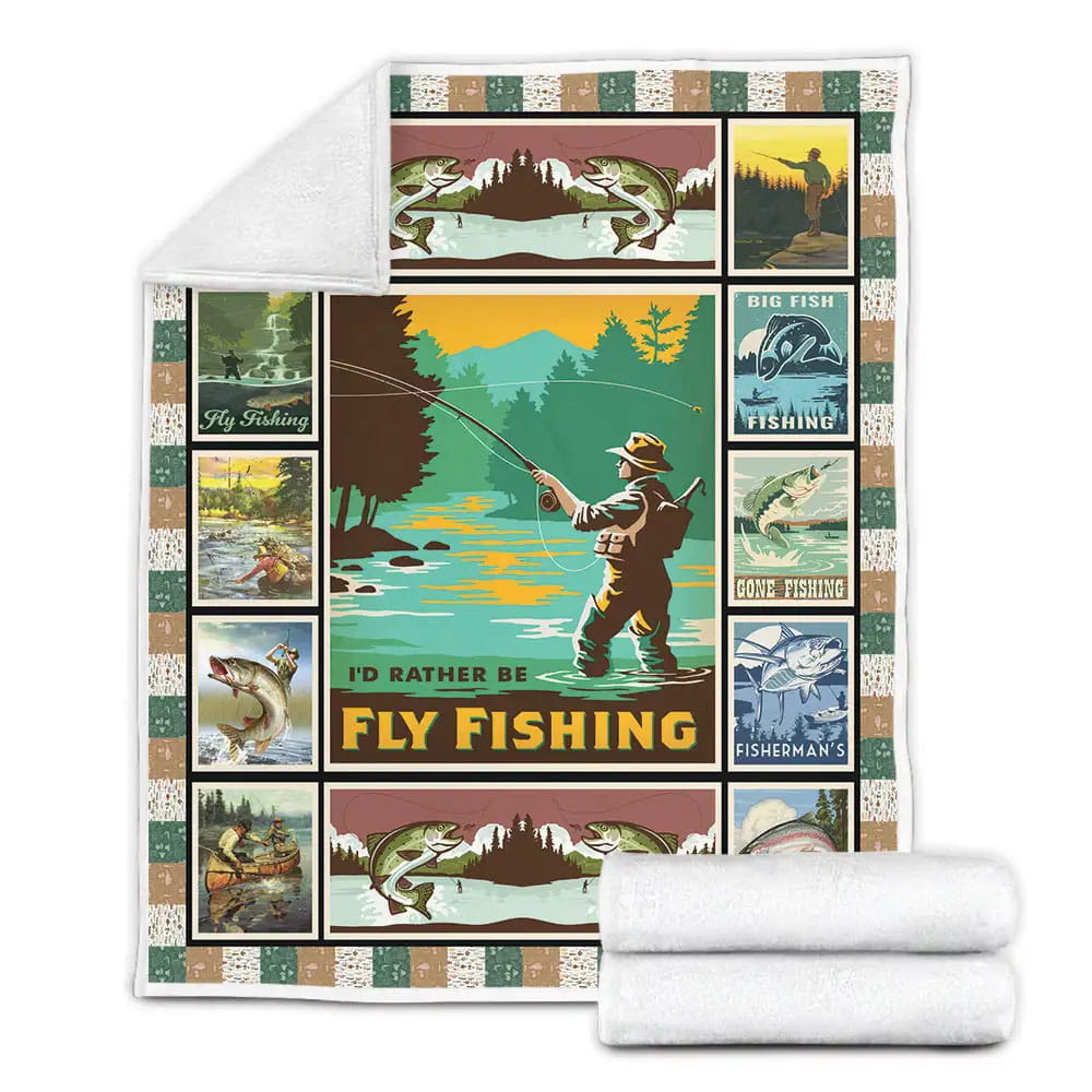 Fly Fishing Fleece Blanket 