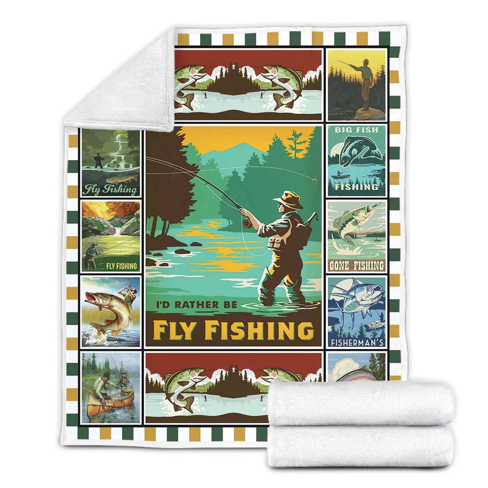 Fly Fishing Fleece Blanket Gift For Wife Husband