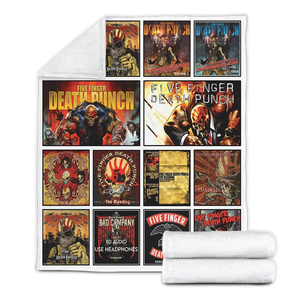 Five Finger Death Punch Album Covers Fleece Blanket Gift For Birthday Halloween Christmas