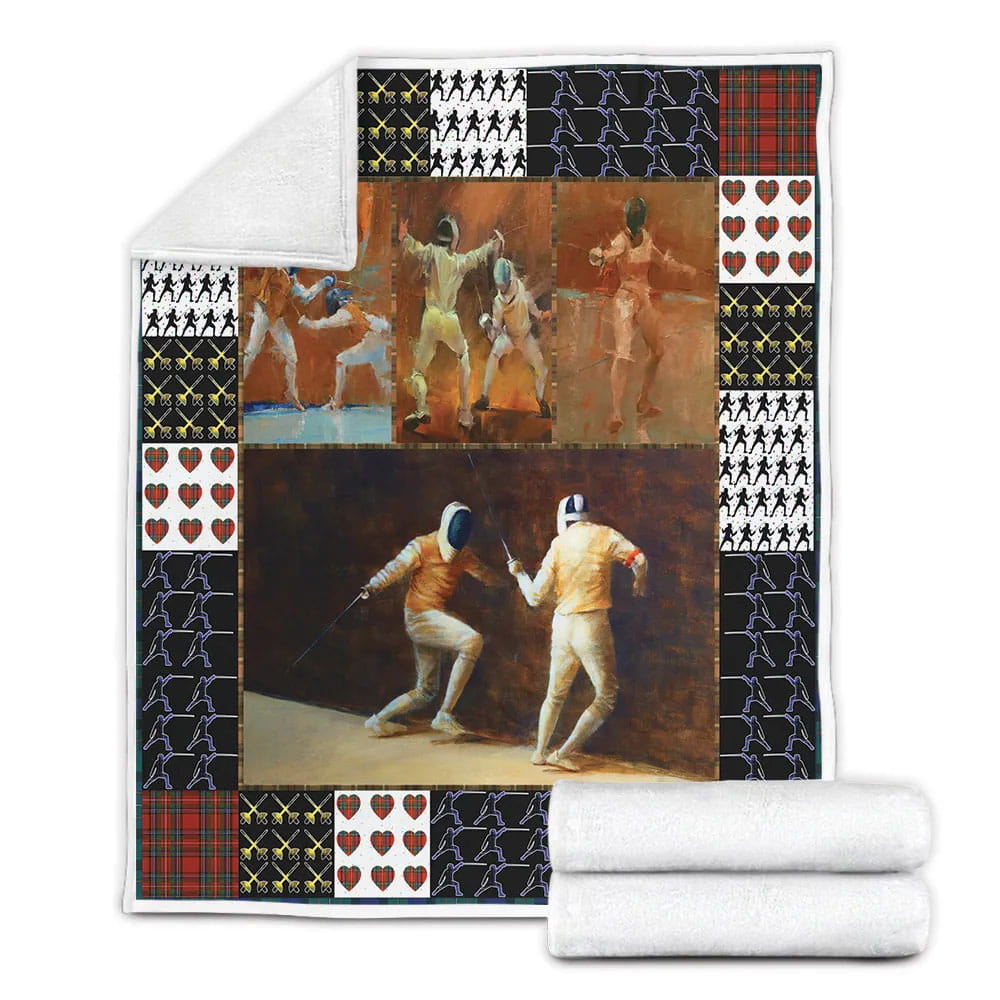 Fencing Sports Fleece Blanket Gift For Mothers Day Fathers Day