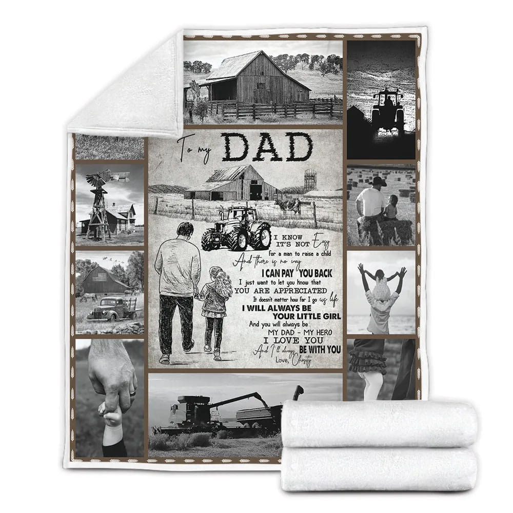 Farmer To My Dad From Daughter Fleece Blanket Gift For Birthday Halloween Christmas
