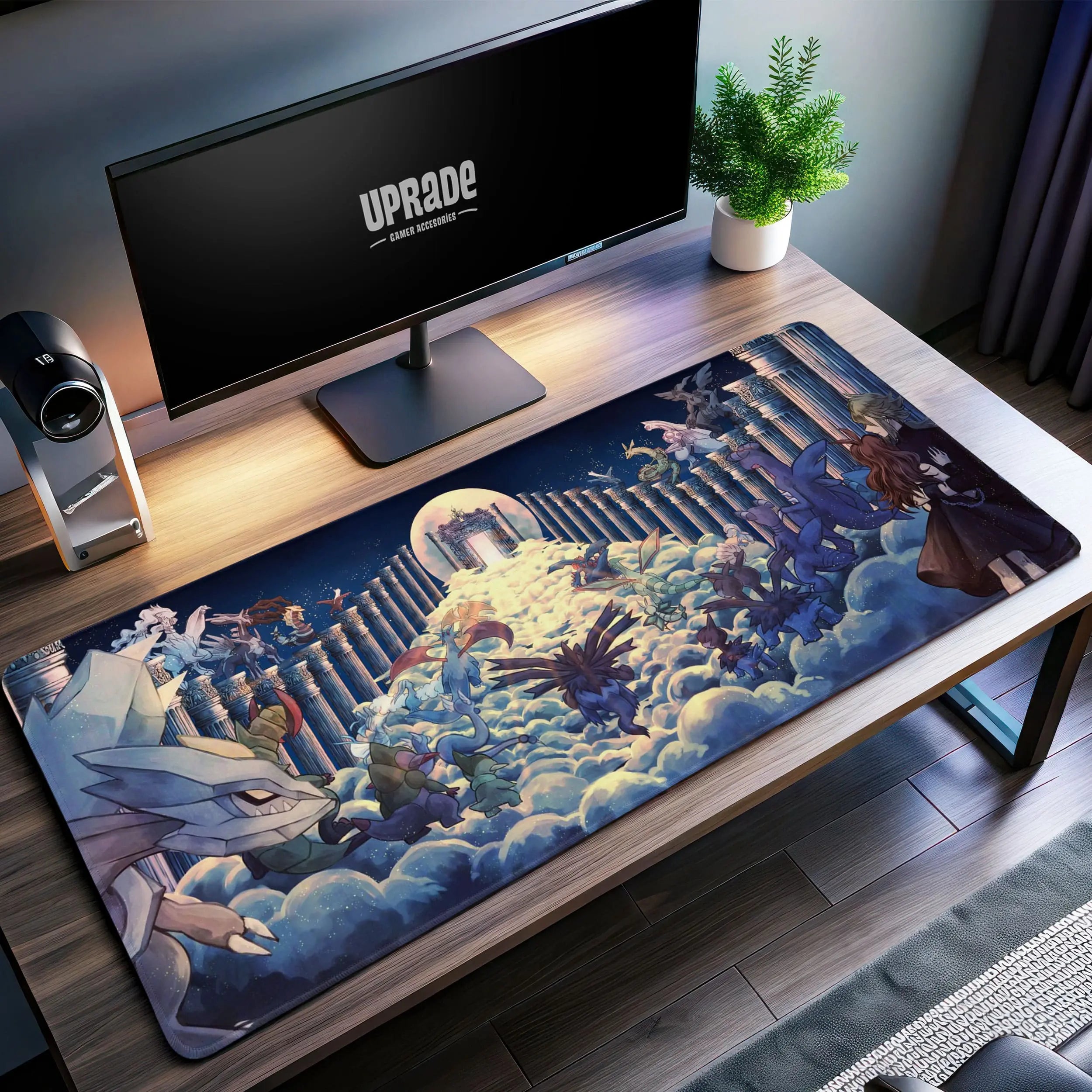 Allleftout Legendary Pokemon Sky Desk Mat, Mythical Pokemon Mouse Pad