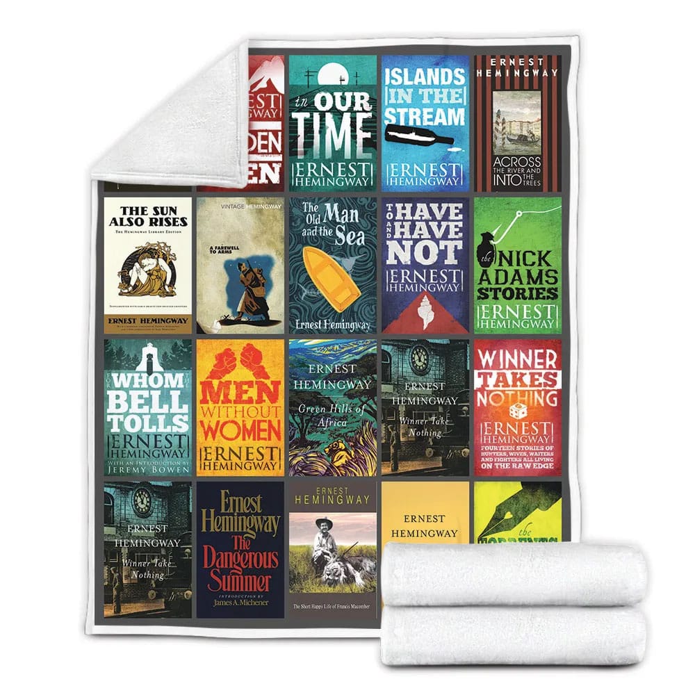 Ernest Hemingway Books Fleece Blanket 