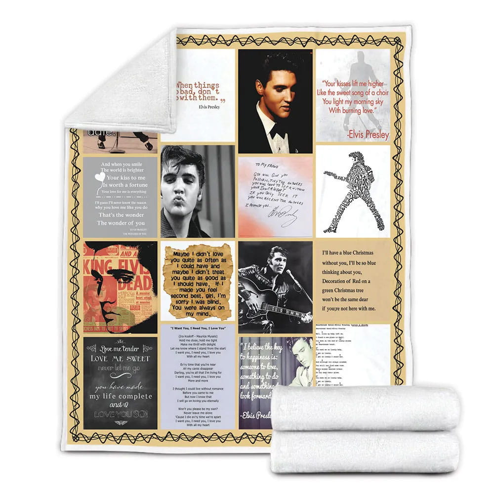 Elvis Presley Lyrics Fleece Blanket Gift For Besties