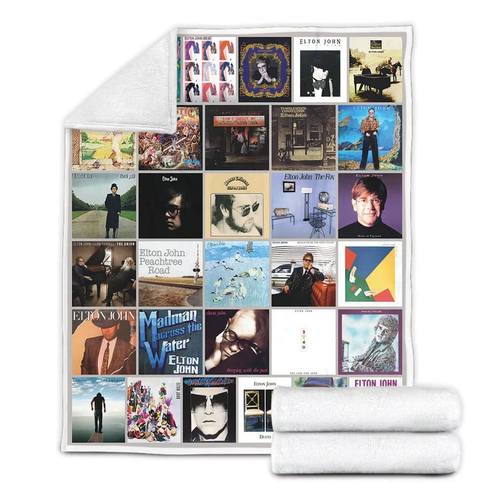 Elton John Albums Fleece Blanket Gift For Birthday Halloween Christmas