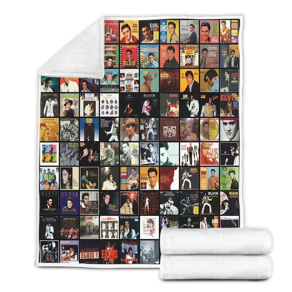Elvis Presley All Albums Fleece Blanket Gift For Birthday Halloween Christmas
