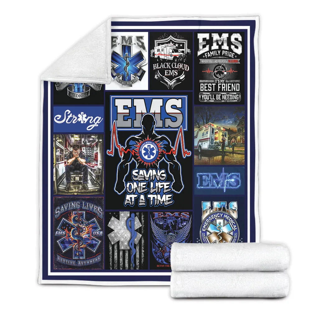 Ems Saving One Life At A Time Fleece Blanket Gift For Birthday Halloween Christmas