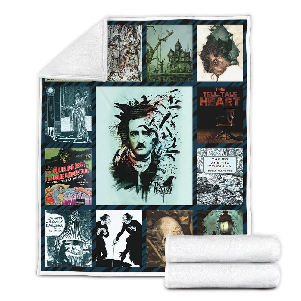 Edgar Allan Poe Fleece Blanket Gift For Wife Husband