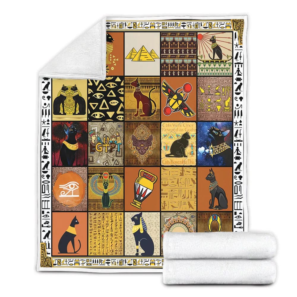 Egyptian Cat Fleece Blanket Gift For Wife Husband