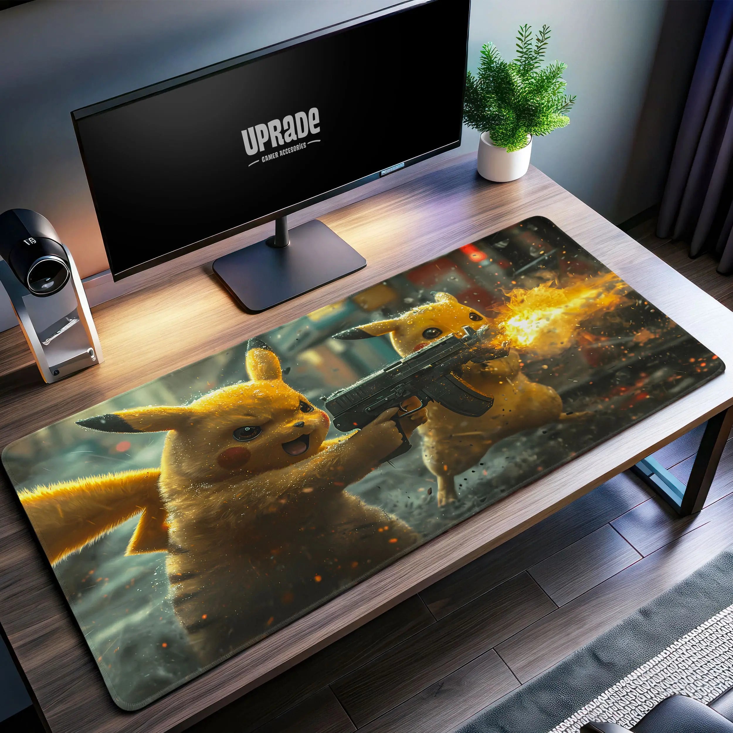 Allleftout Pikachu Battle Desk Mat, PokMon Combat Mouse Pad