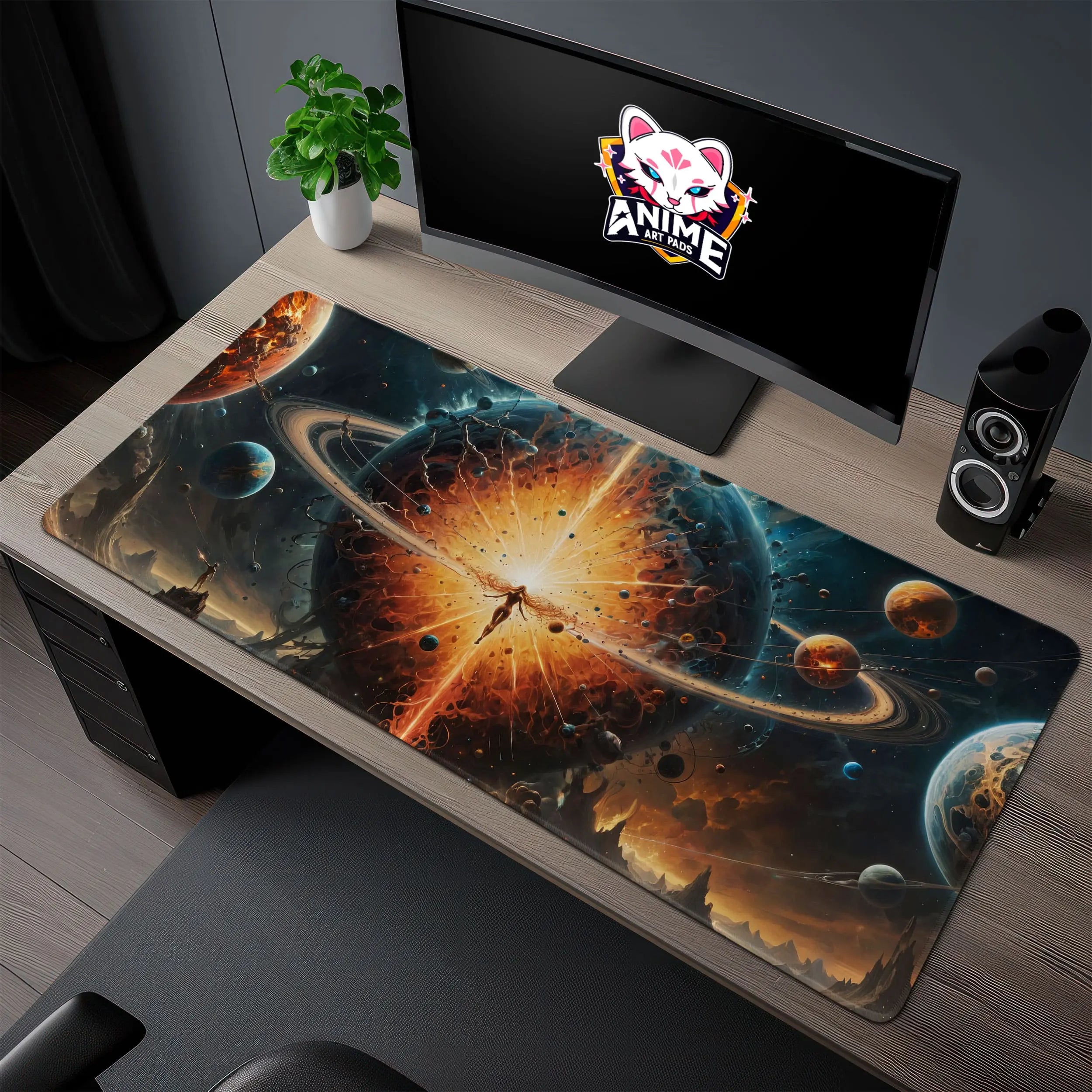 Allleftout Galactic Explosion Desk Mat, Cosmic Universe Mouse Pad