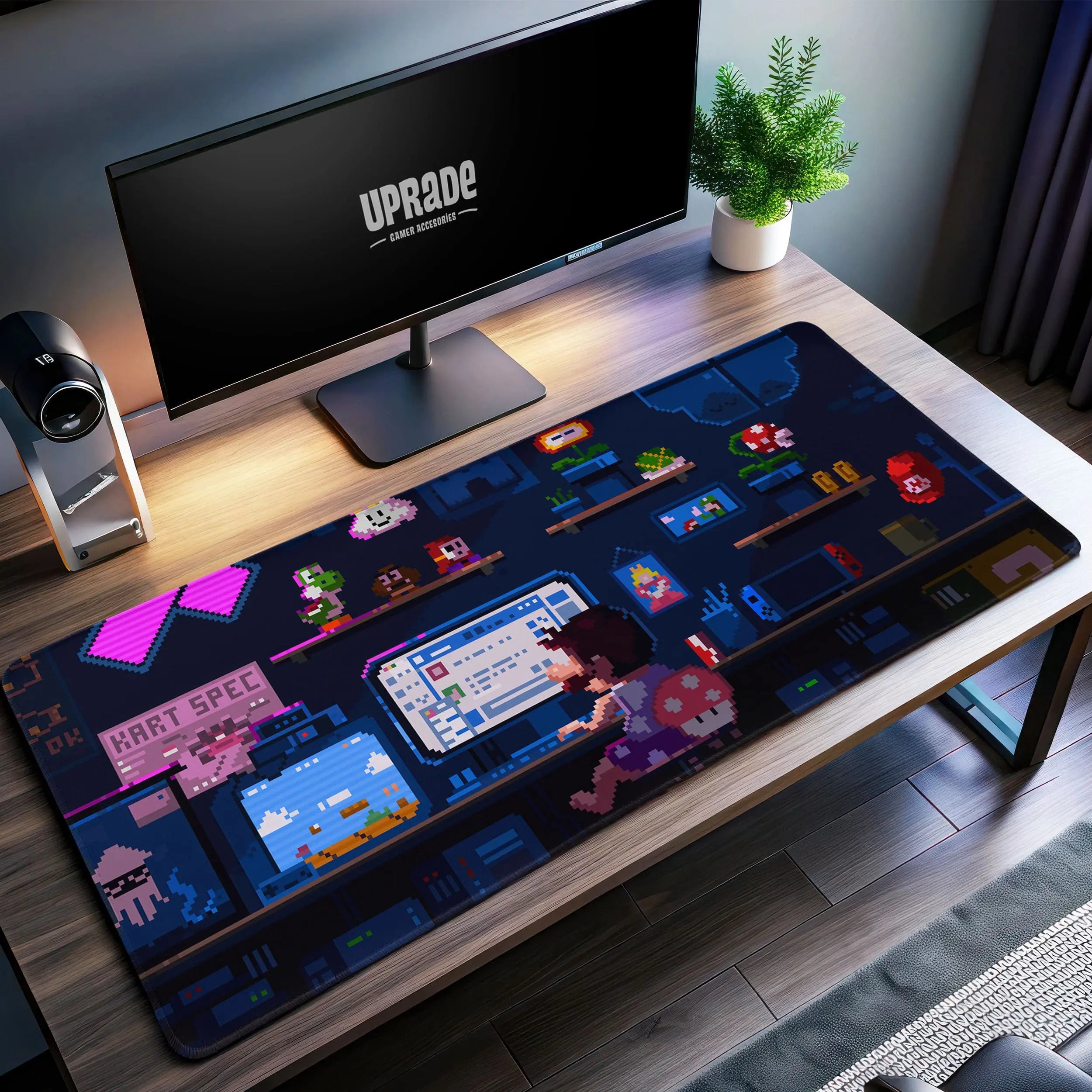 Allleftout Pixel Mario Desk Mat, Super Mario Gaming Mouse Pad