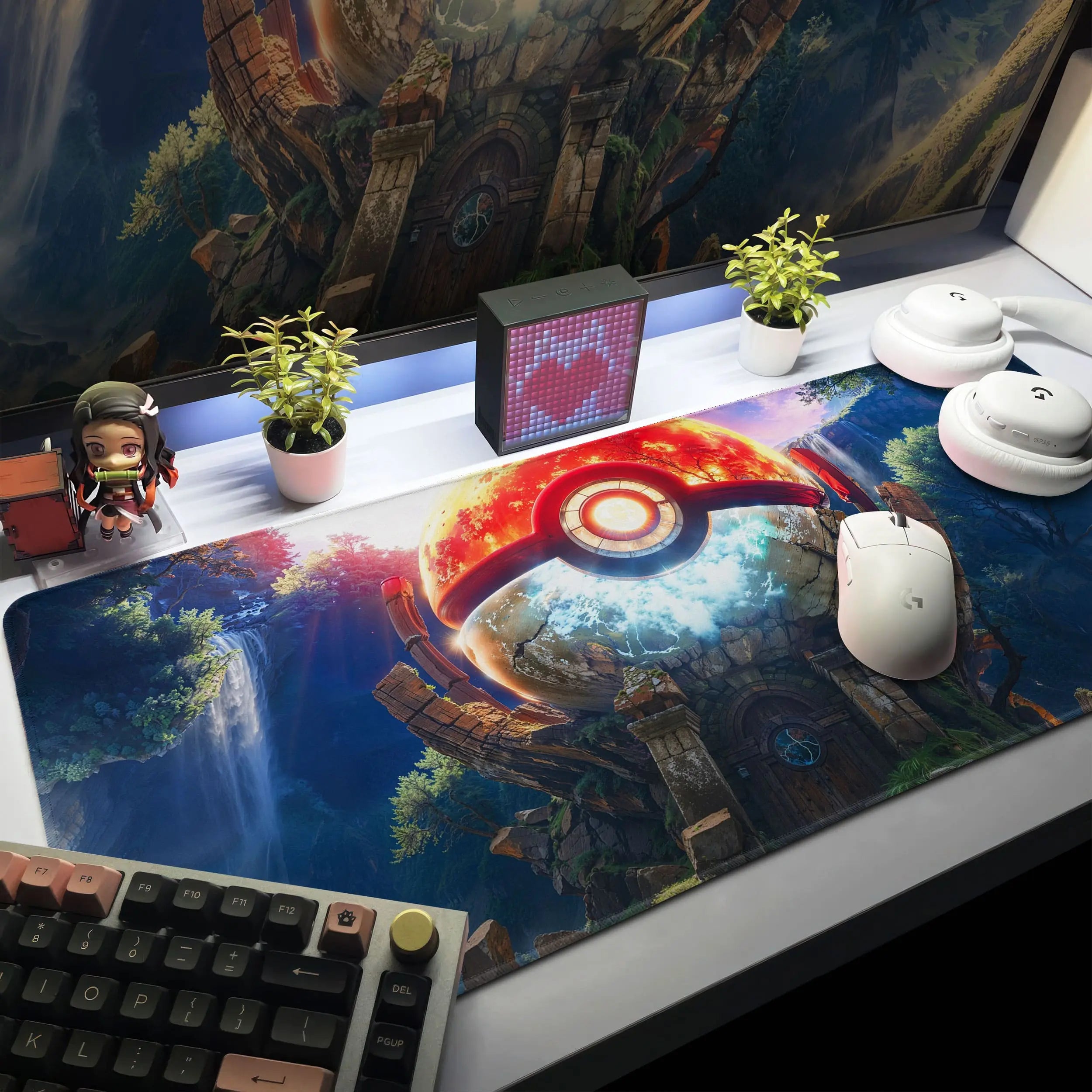 Allleftout Pok Ball Temple Desk Mat, PokMon Adventure Mouse Pad